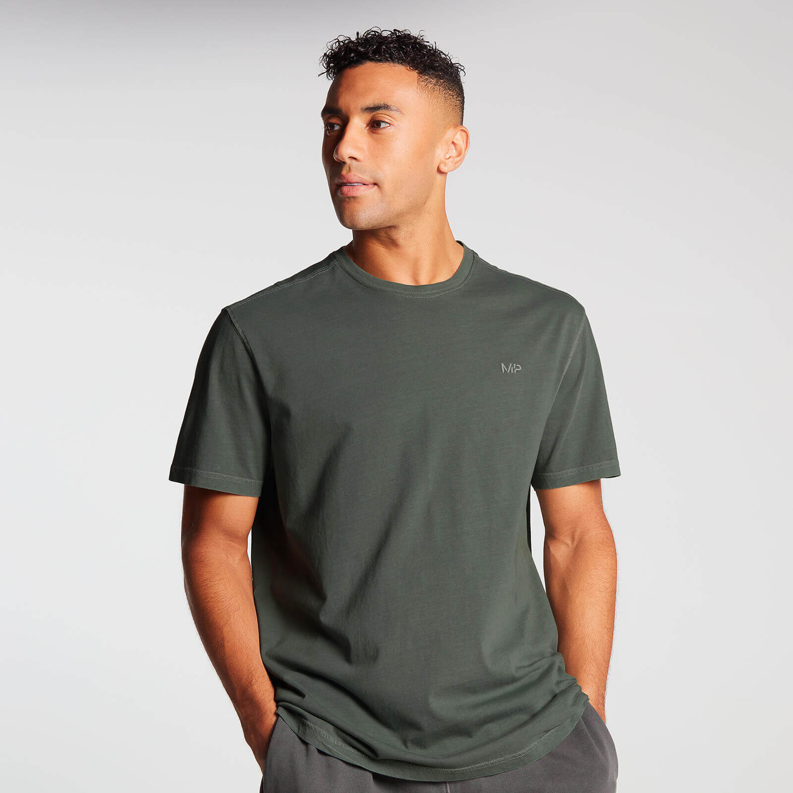 Мъжка спортна тениска с къс ръкав и нестандартен размер на MP - тъмнозелено