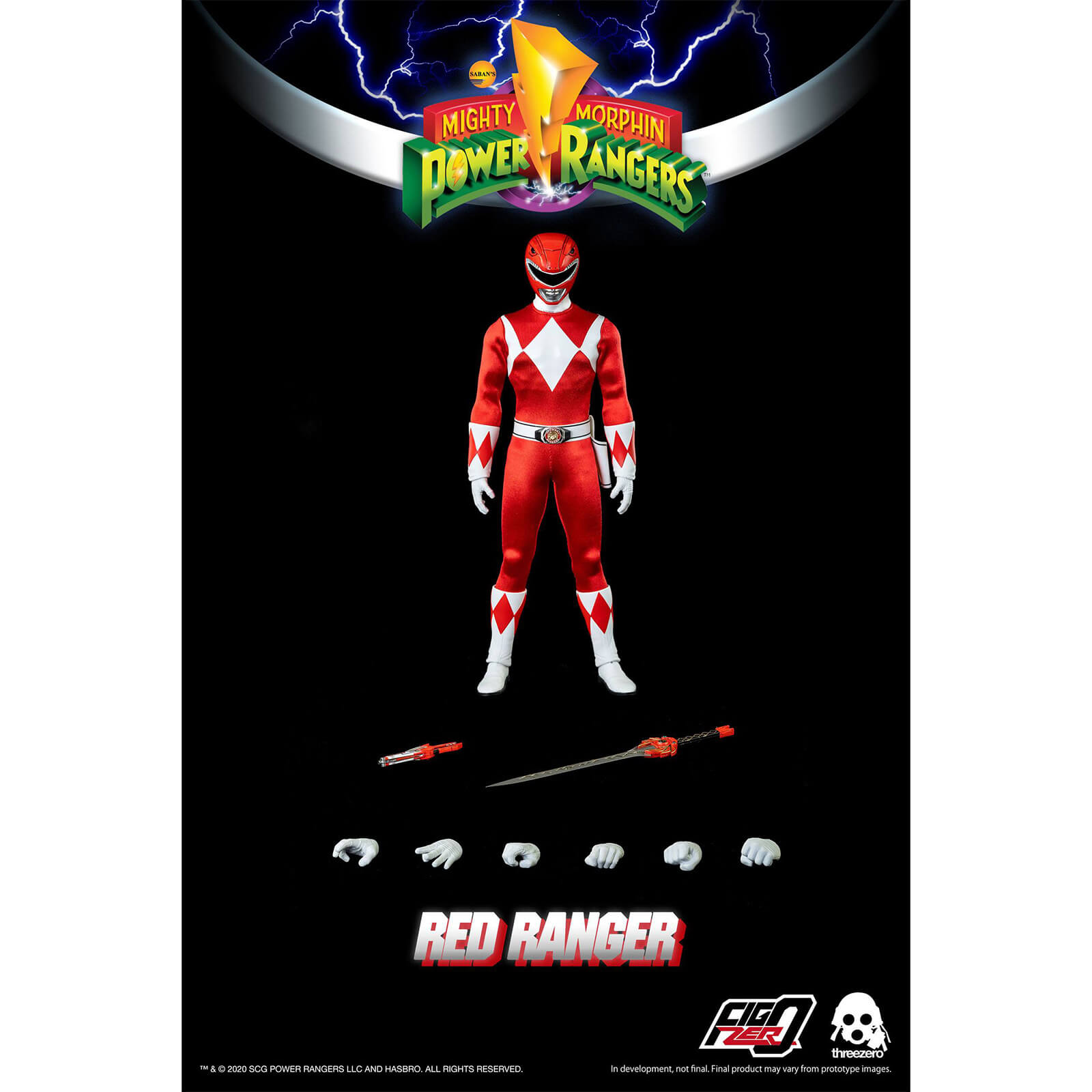 3oh Ranger Red ThreeZero Power Rangers Red Ranger 1:6 Scale Figure