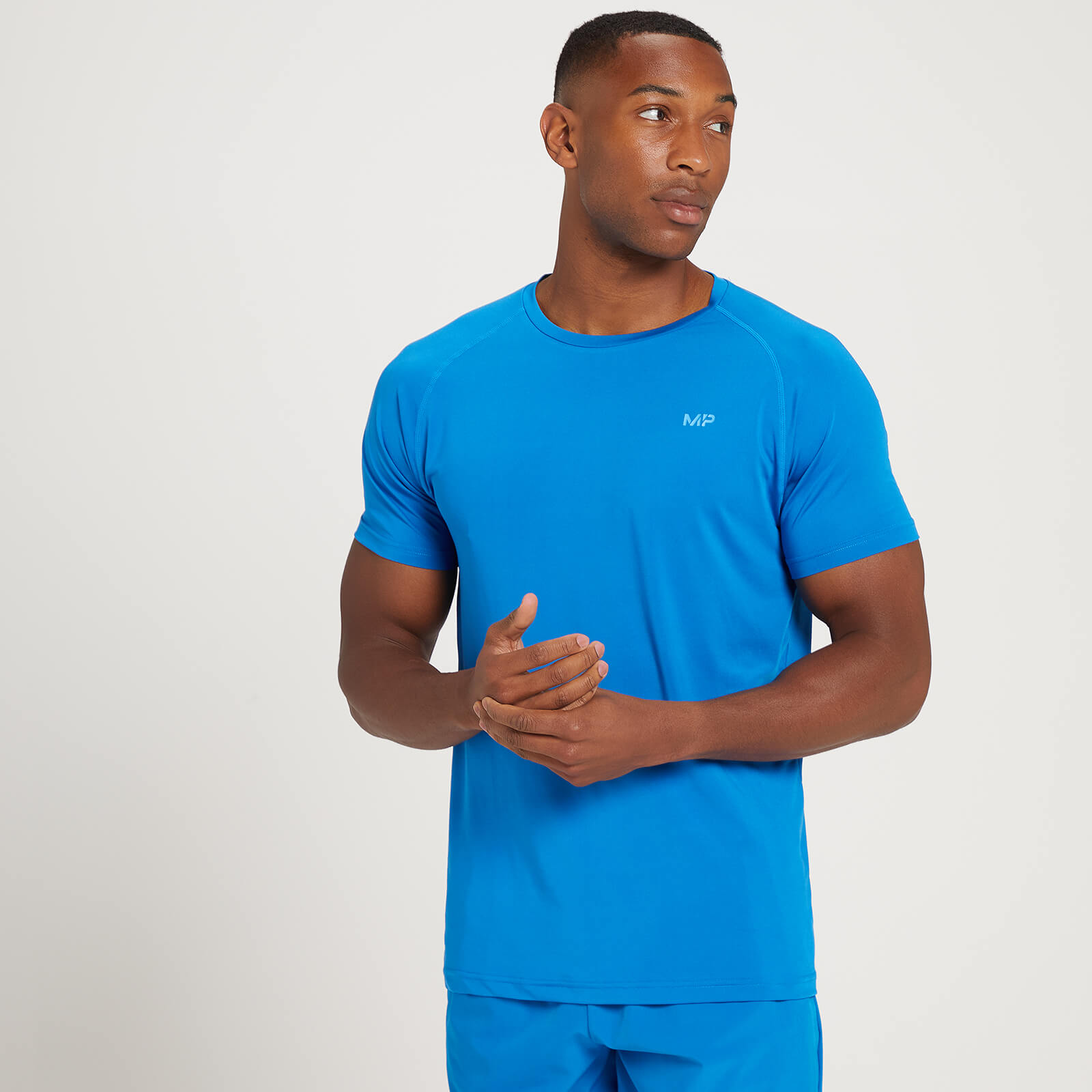 MP Men's Linear Mark Graphic Training Short Sleeve T-Shirt - True Blue - XS