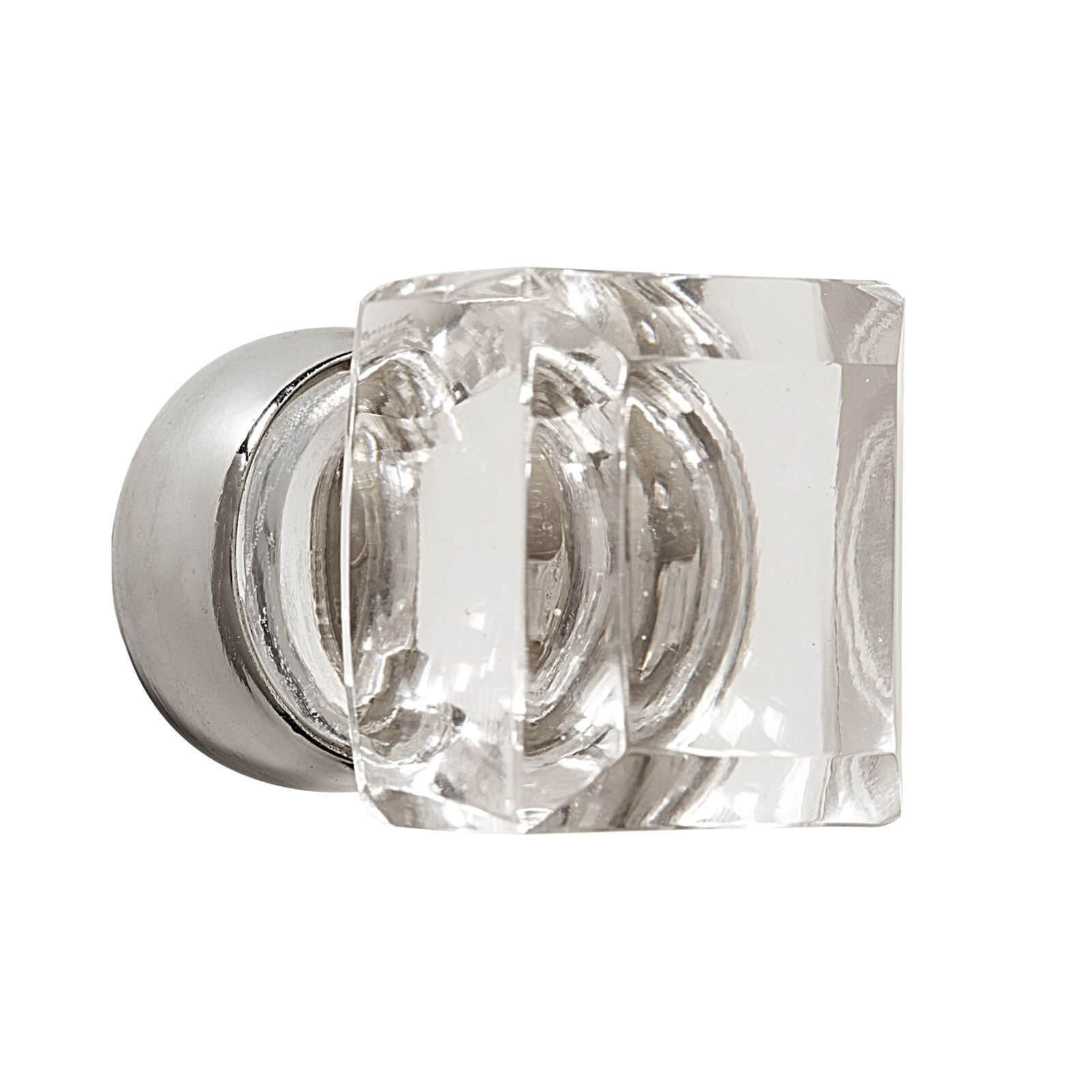 Mini Square Glass Knob - Polished Nickel