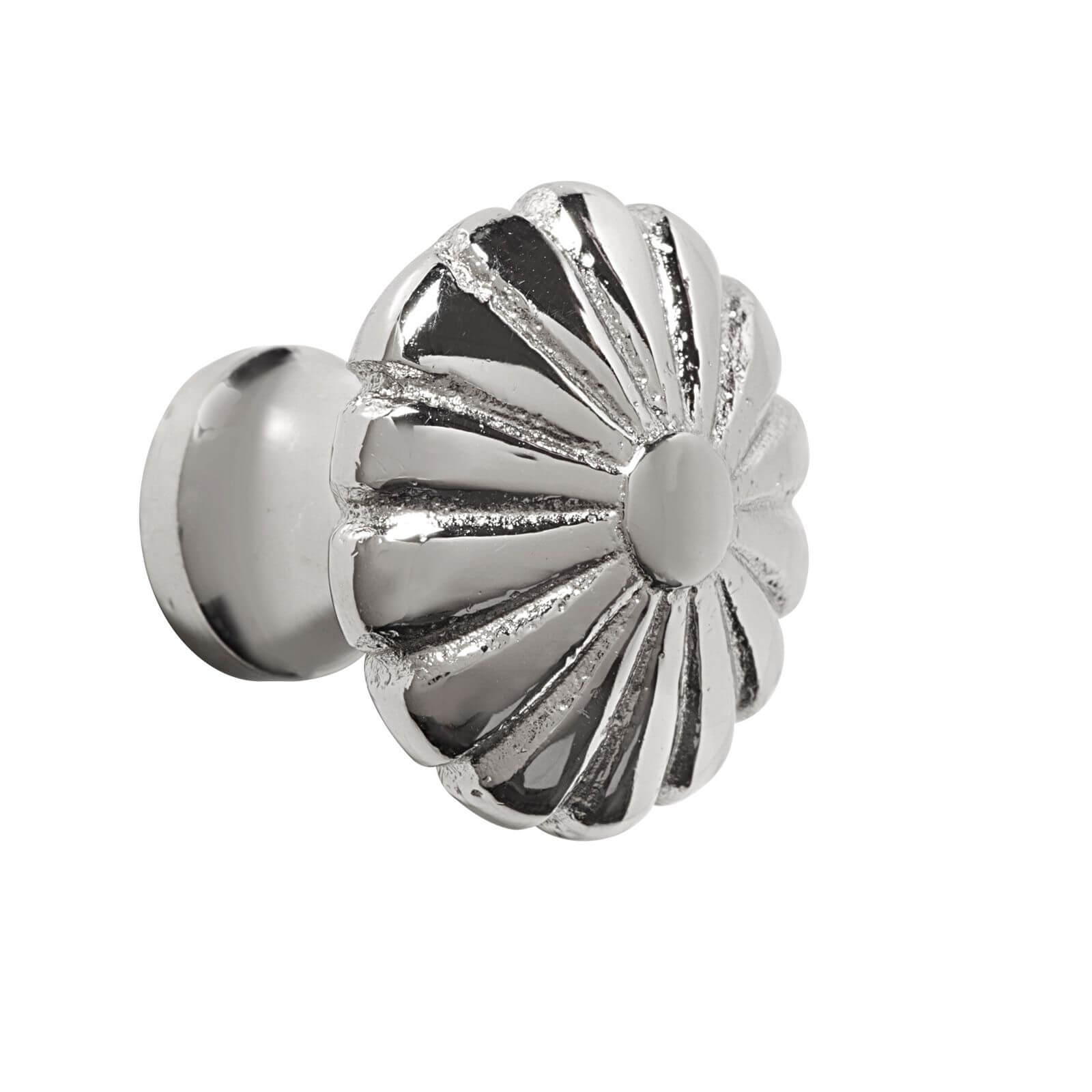 Solid Flower Knob - Polished Nickel