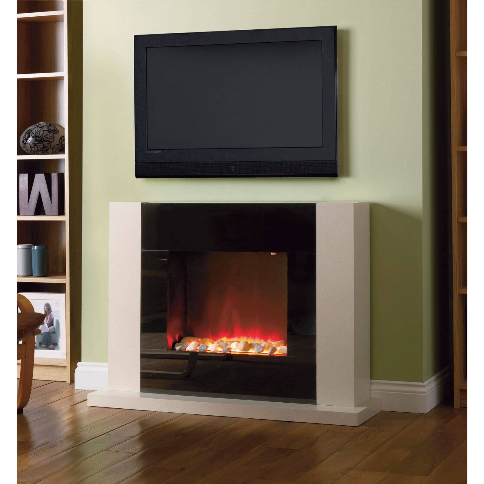 Suncrest Mirage Electric Fire Suite with Flat to Wall Fitting - Black & Oak