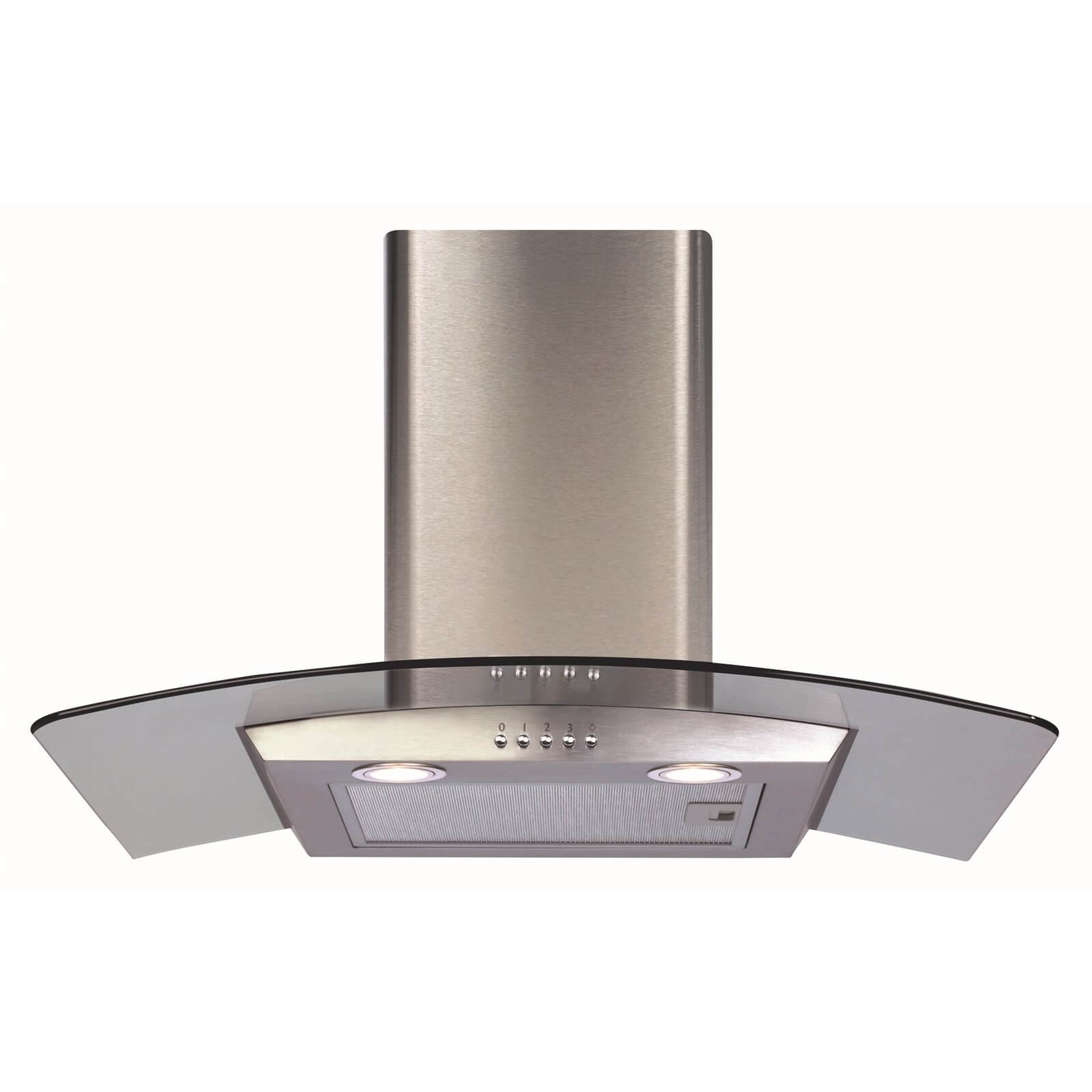 CDA ECP72SS Curved Glass Chimney Cooker Hood - 70cm - Stainless Steel