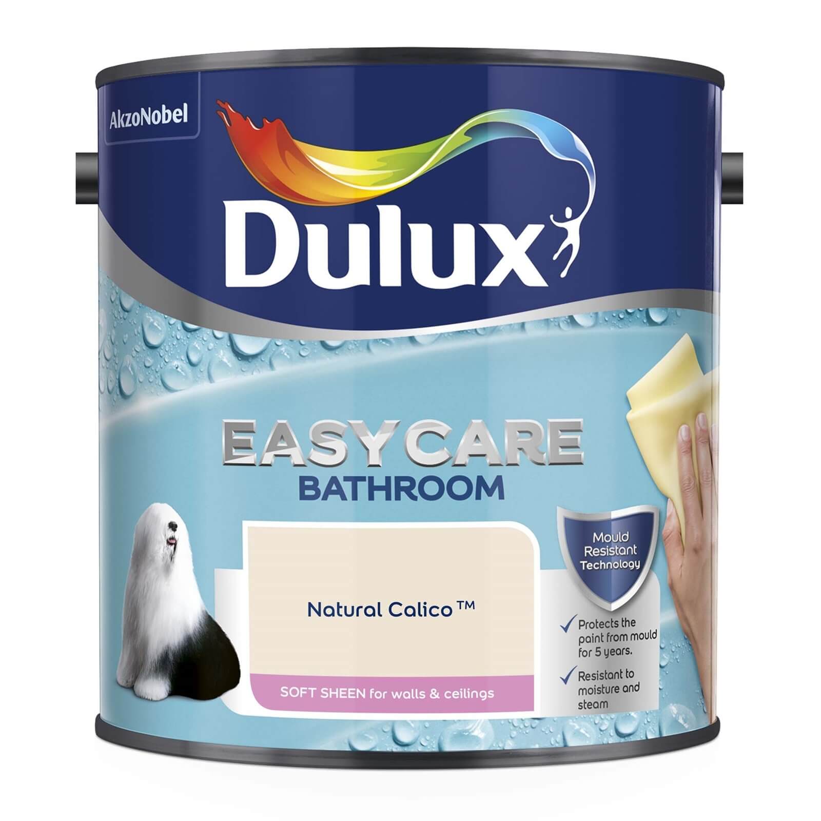 Dulux Easycare Bathroom Soft Sheen Emulsion Paint Natural Calico - 2.5L