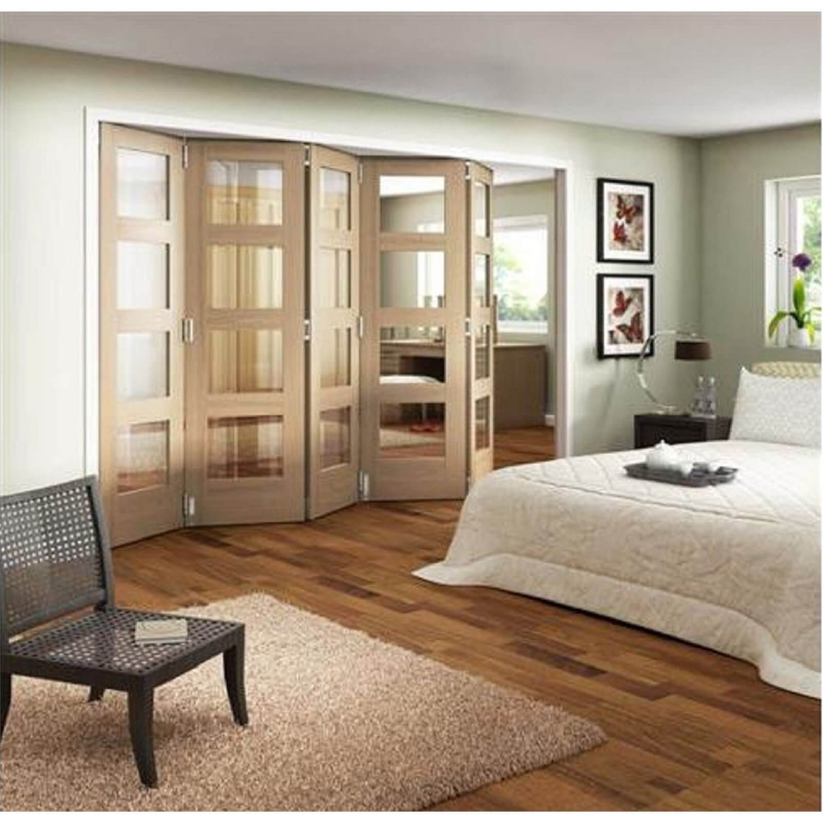 Room Glazed Folding Oak Internal Doorset - 3158mm Wide