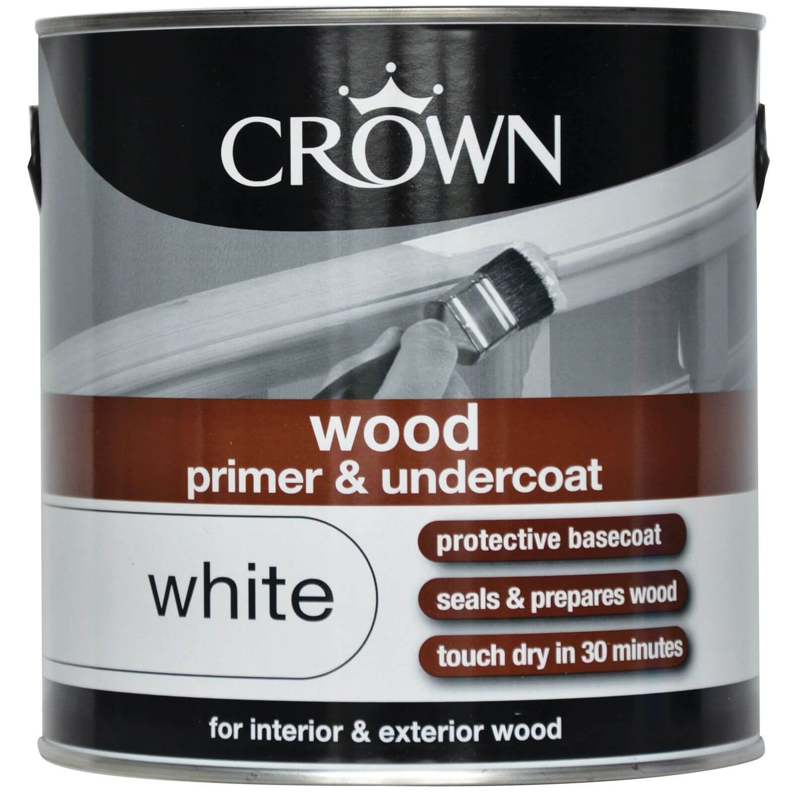 Crown Wood Primer and Undercoat Paint White - 2.5L