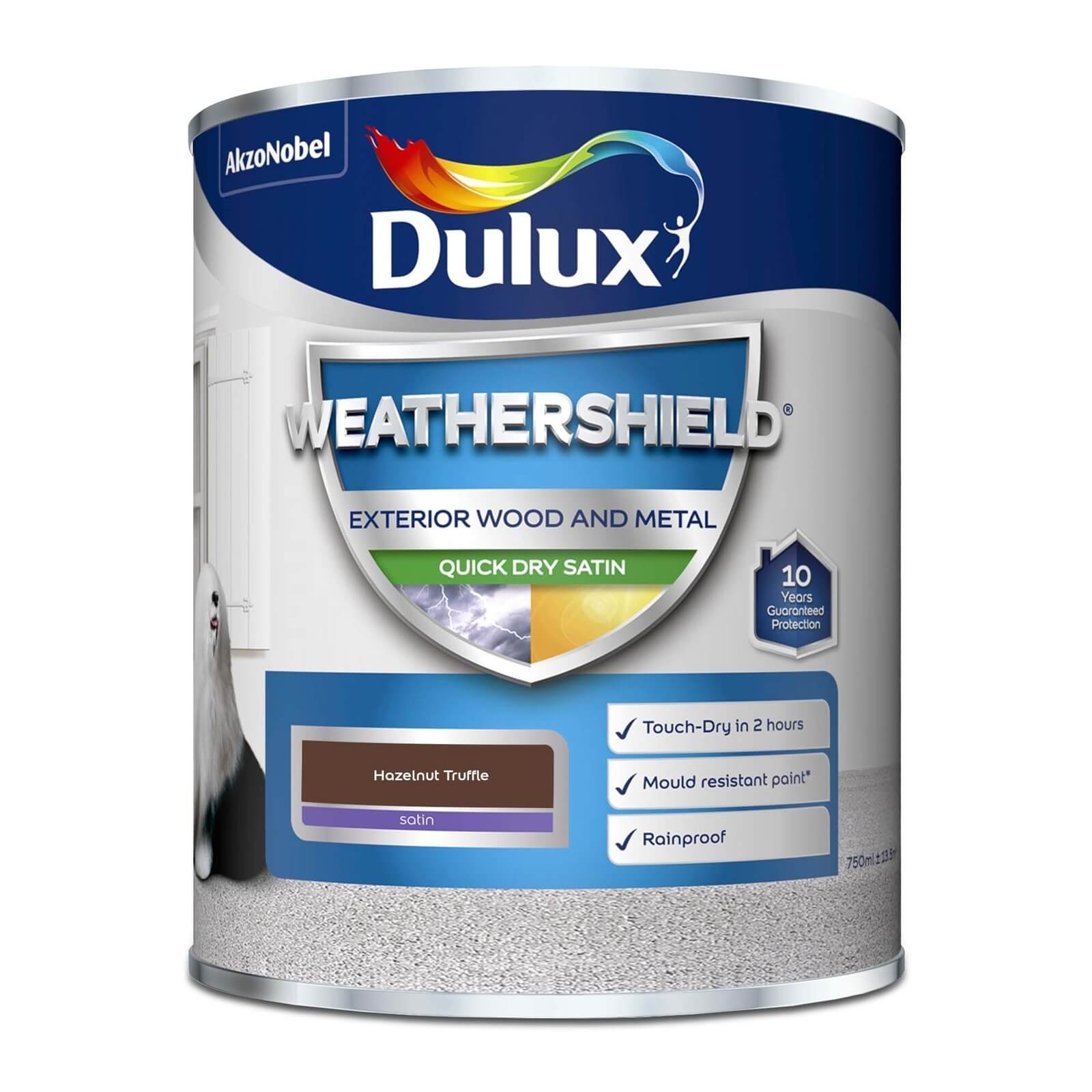 Dulux Weathershield Exterior Satin Paint Hazelnut Truffle - 750ml