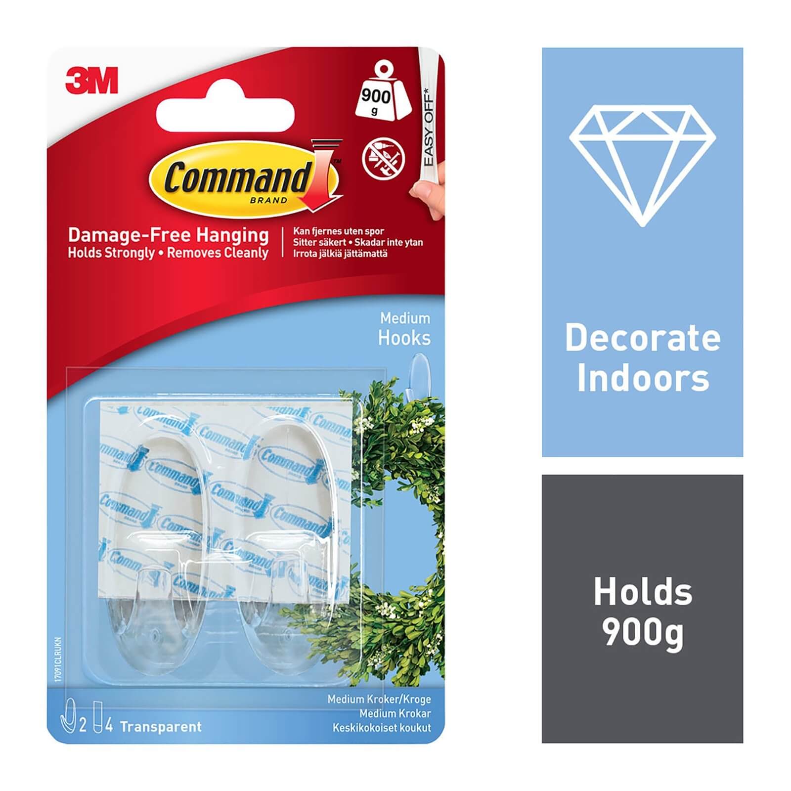 Command Medium Clear Hooks with Clear Strips