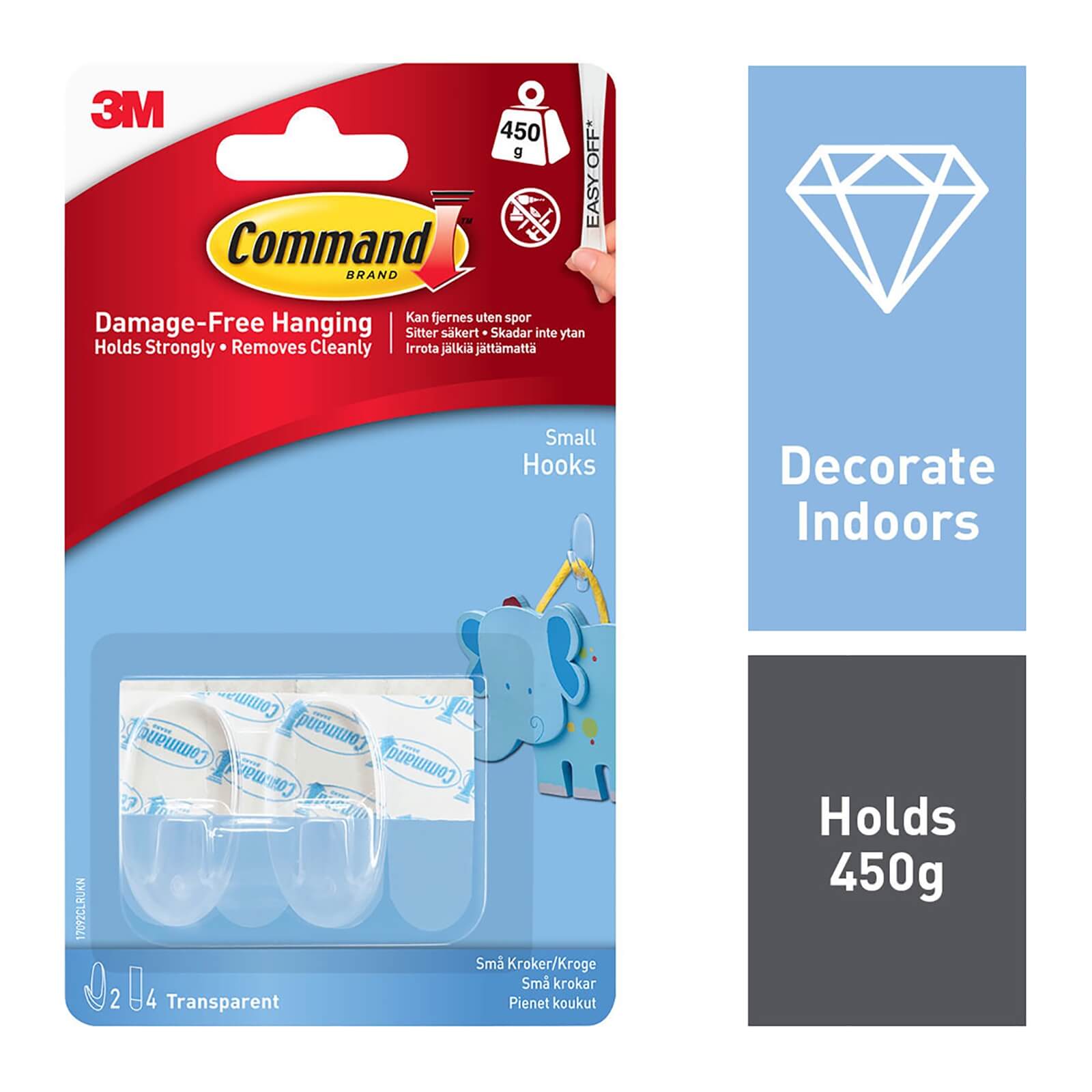 Command Small Clear Hooks with Clear Strips