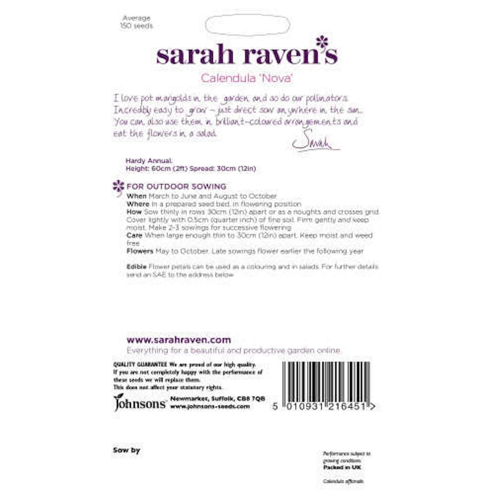 Sarah Ravens Calendula Pot Marigold Nova Seeds