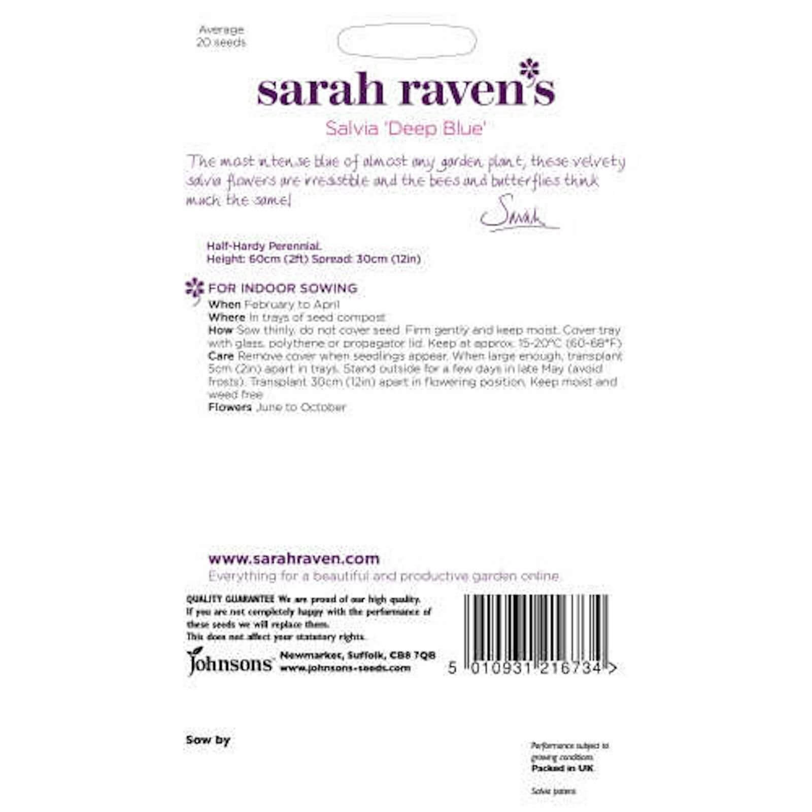 Sarah Ravens Salvia Deep Blue Seeds