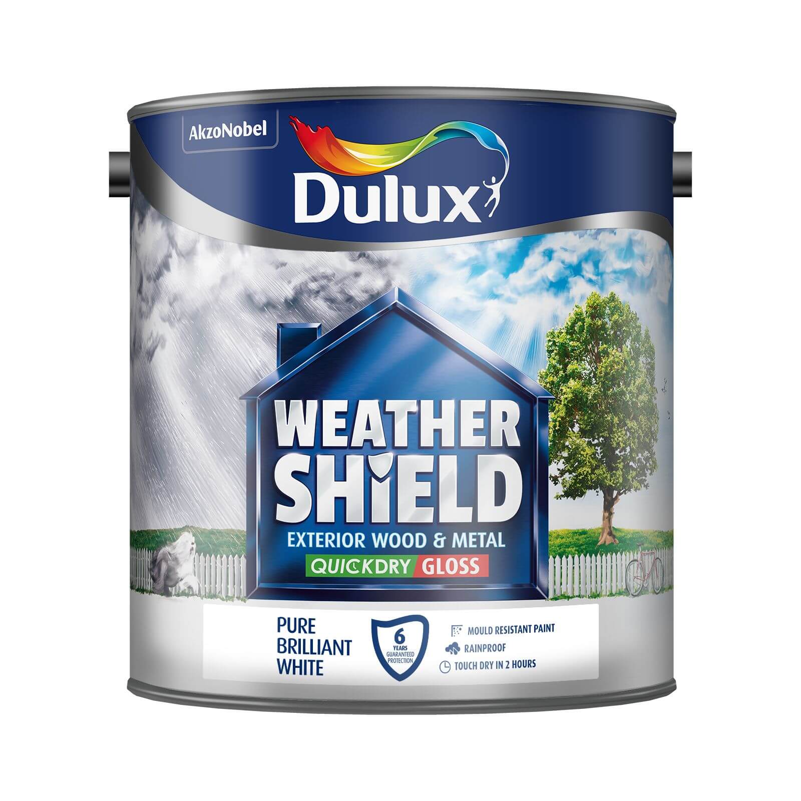 Dulux Weathershield Exterior Quick Dry Gloss Paint Pure Brilliant White - 2.5L