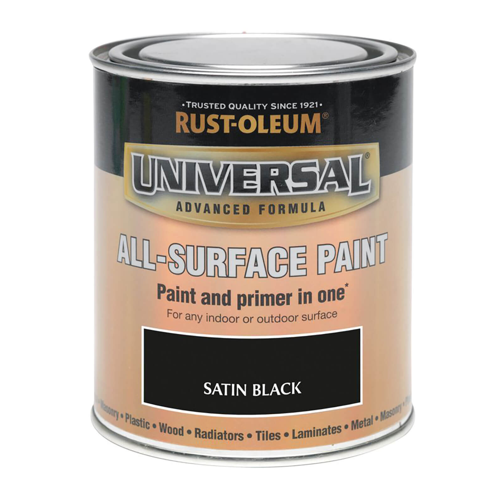 Rust-Oleum Universal All Surface Satin Paint & Primer - Black - 250ml