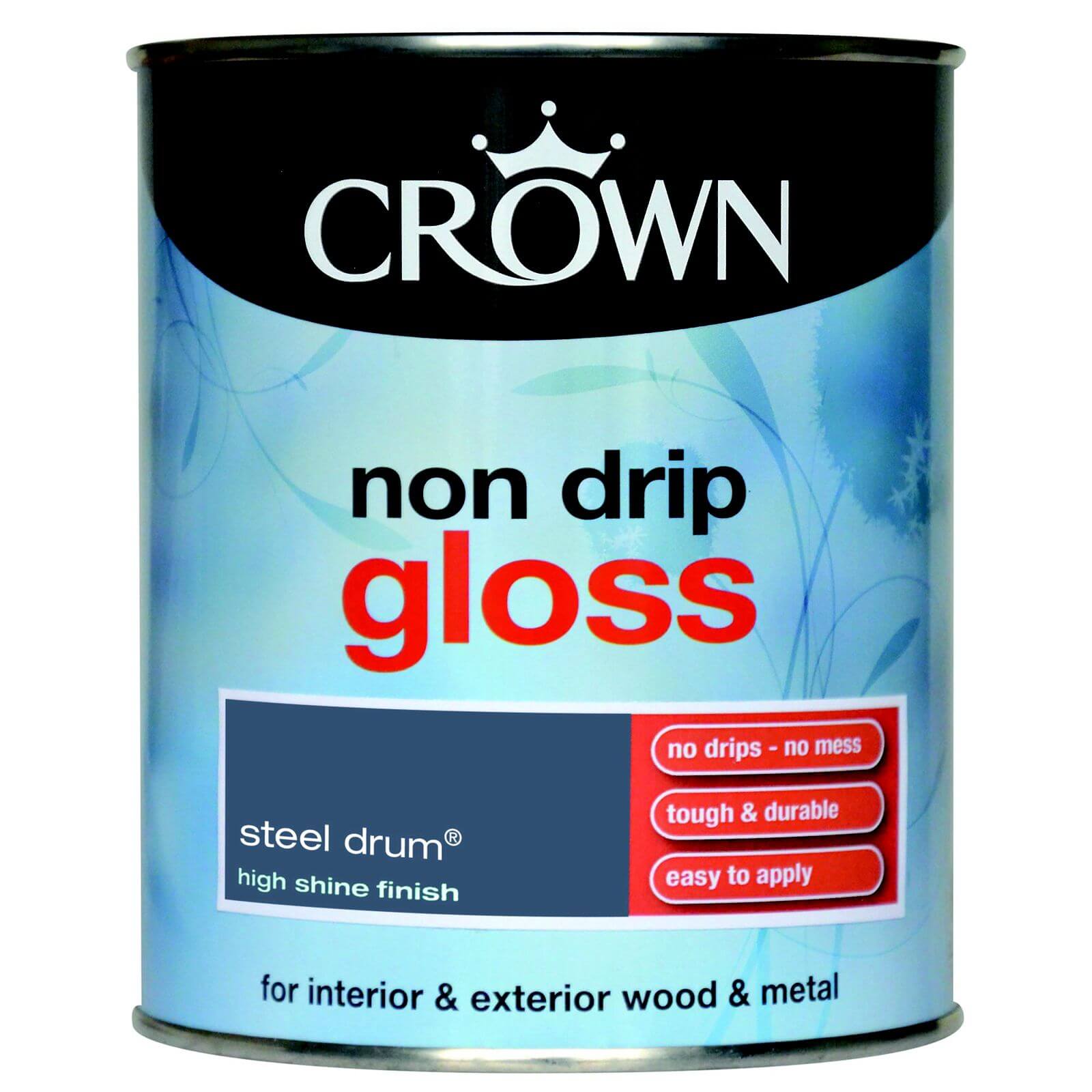 Crown  Non Drip Gloss Paint Steel Drum - 750ml
