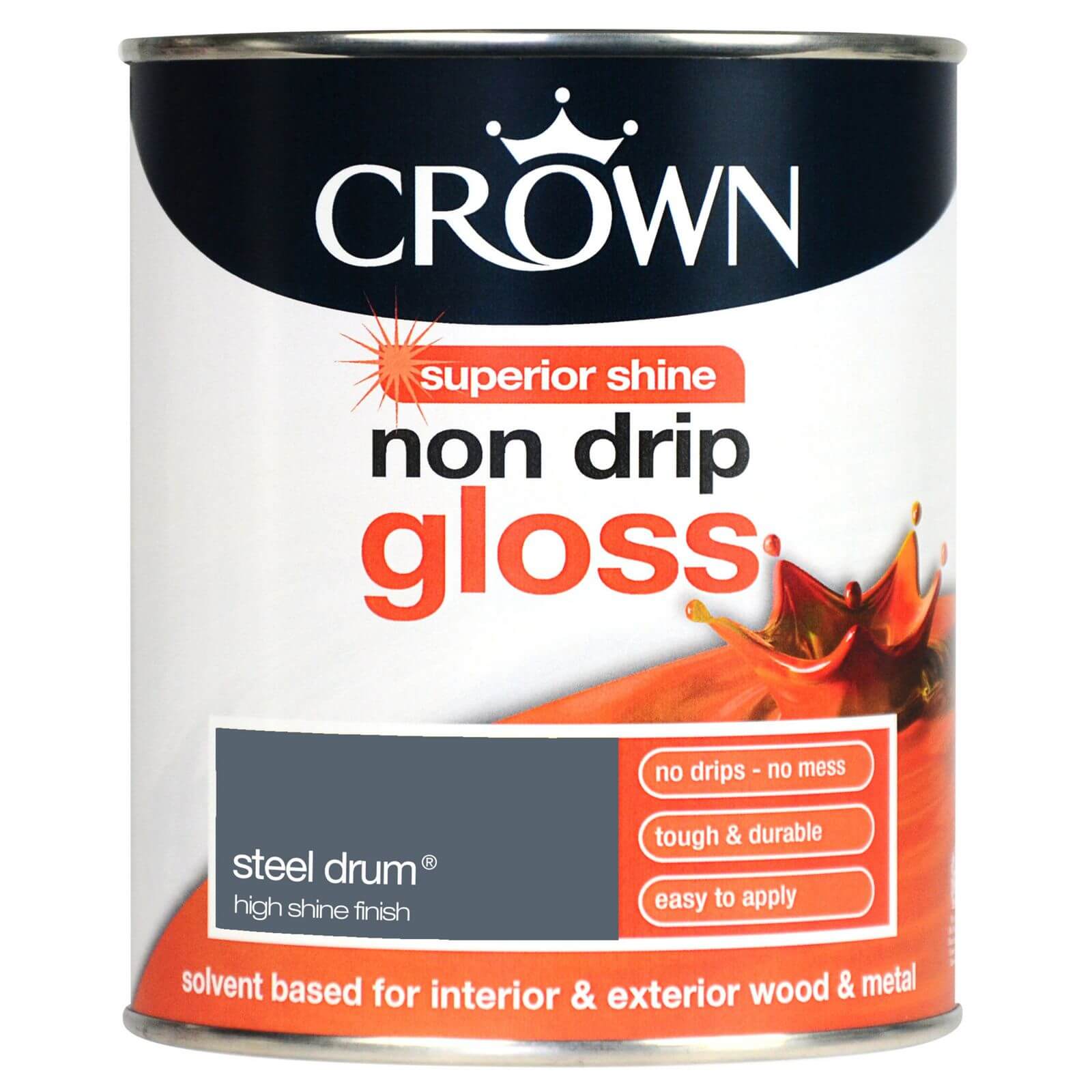 Crown  Non Drip Gloss Paint Steel Drum - 750ml