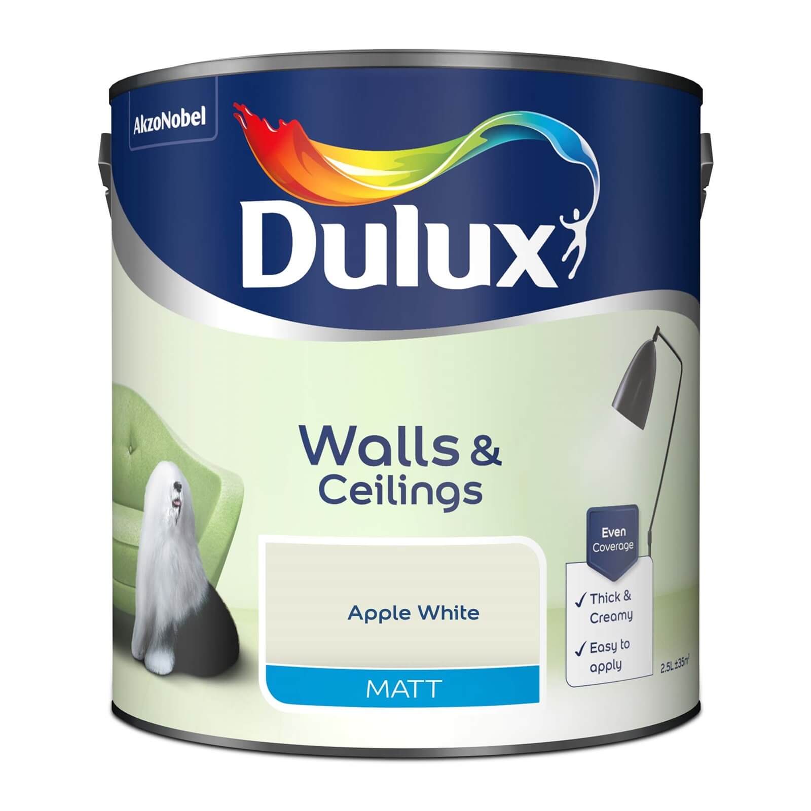 Dulux Matt Emulsion Paint Apple White - 2.5L