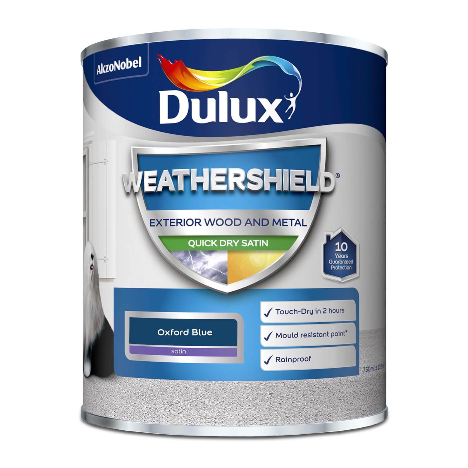 Dulux Weathershield Exterior Quick Dry Satin Paint Oxford Blue - 750ml