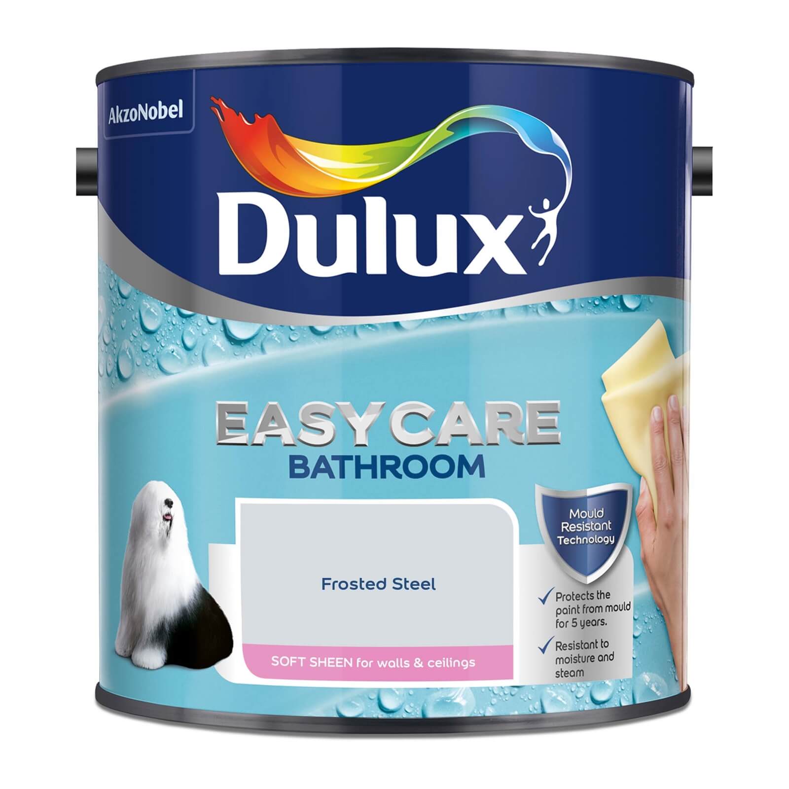 Dulux Easycare Bathroom Soft Sheen Emulsion Paint Frosted Steel - 2.5L
