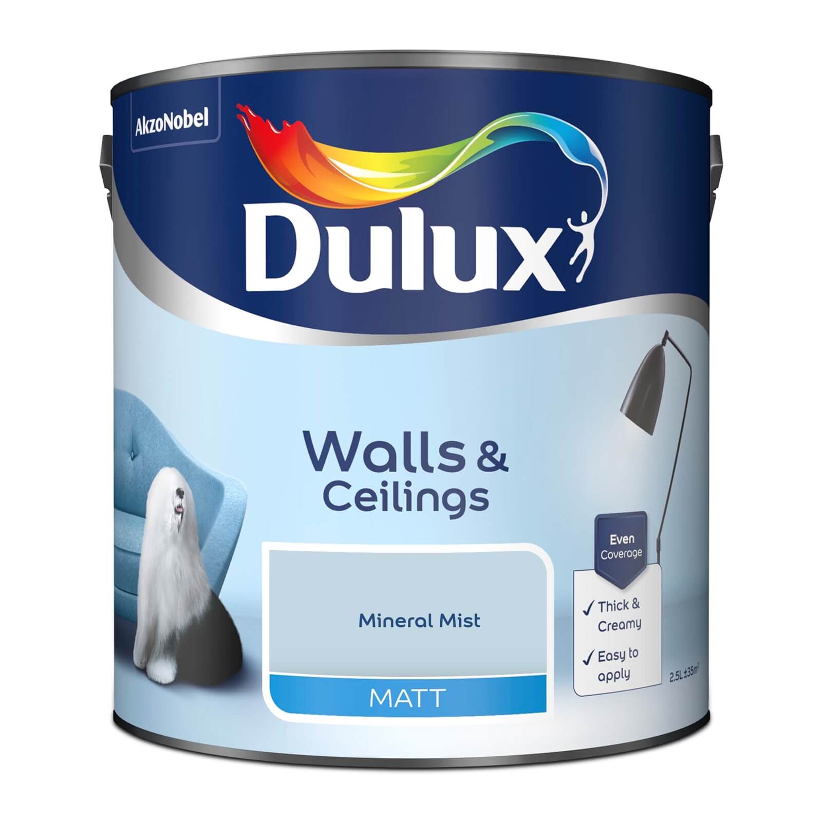 Dulux Matt Emulsion Paint Mineral Mist 2.5L Homebase