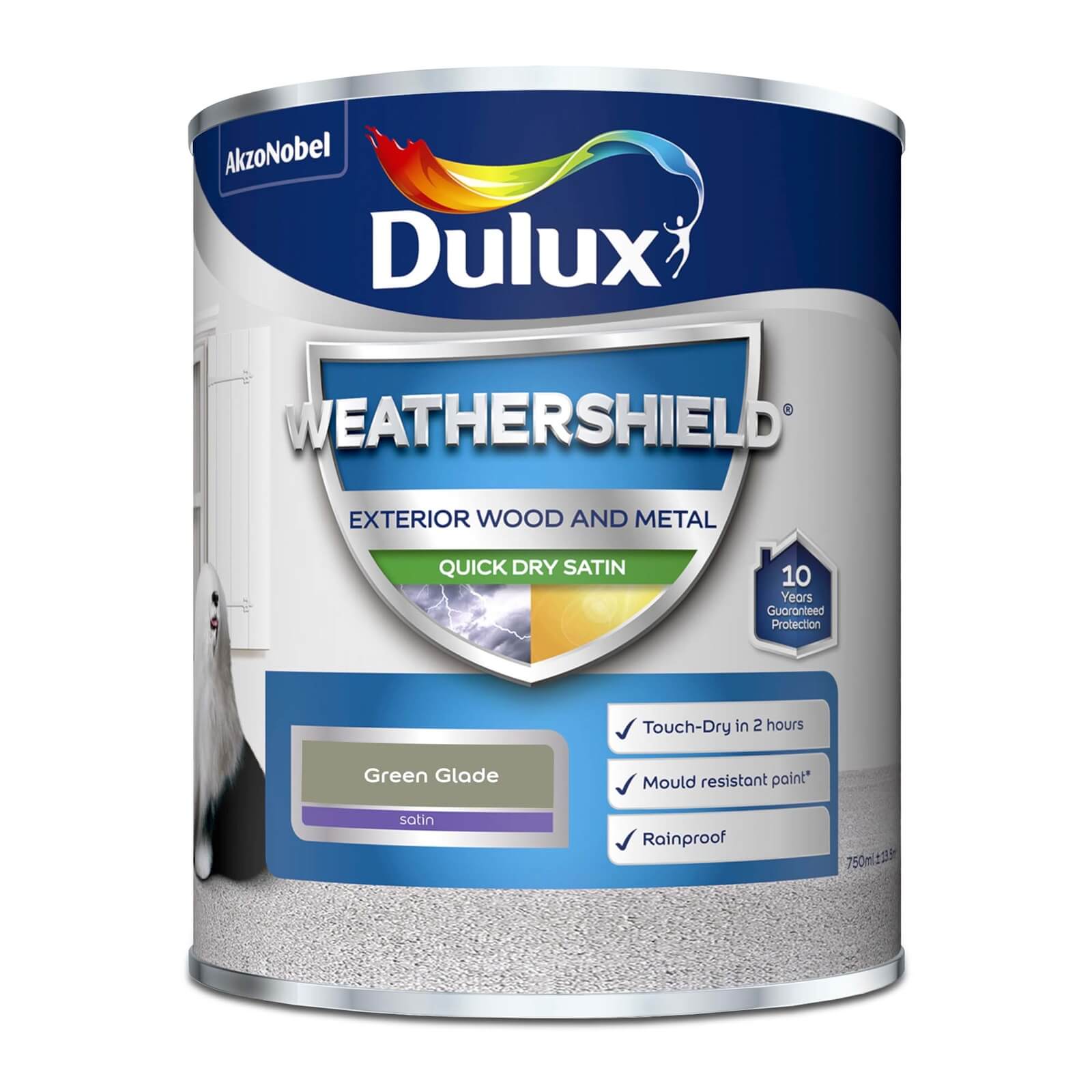 Dulux Weathershield Exterior Quick Dry Satin Paint Green Glade - 750ml