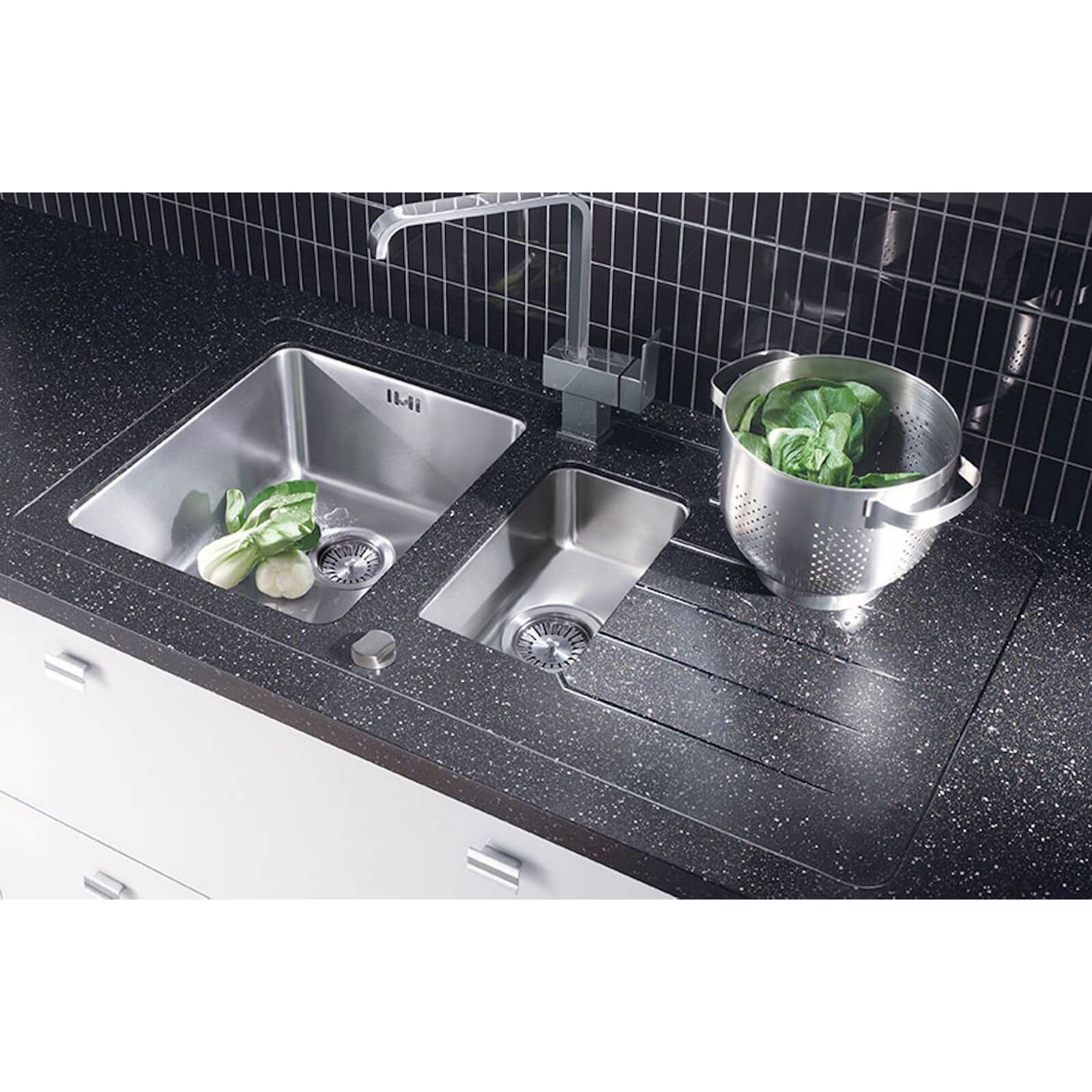 Maia Vulcano Kitchen Sink Worktop - 1.5 Designer Left Hand Bowl - 3600 x 650 x 28mm