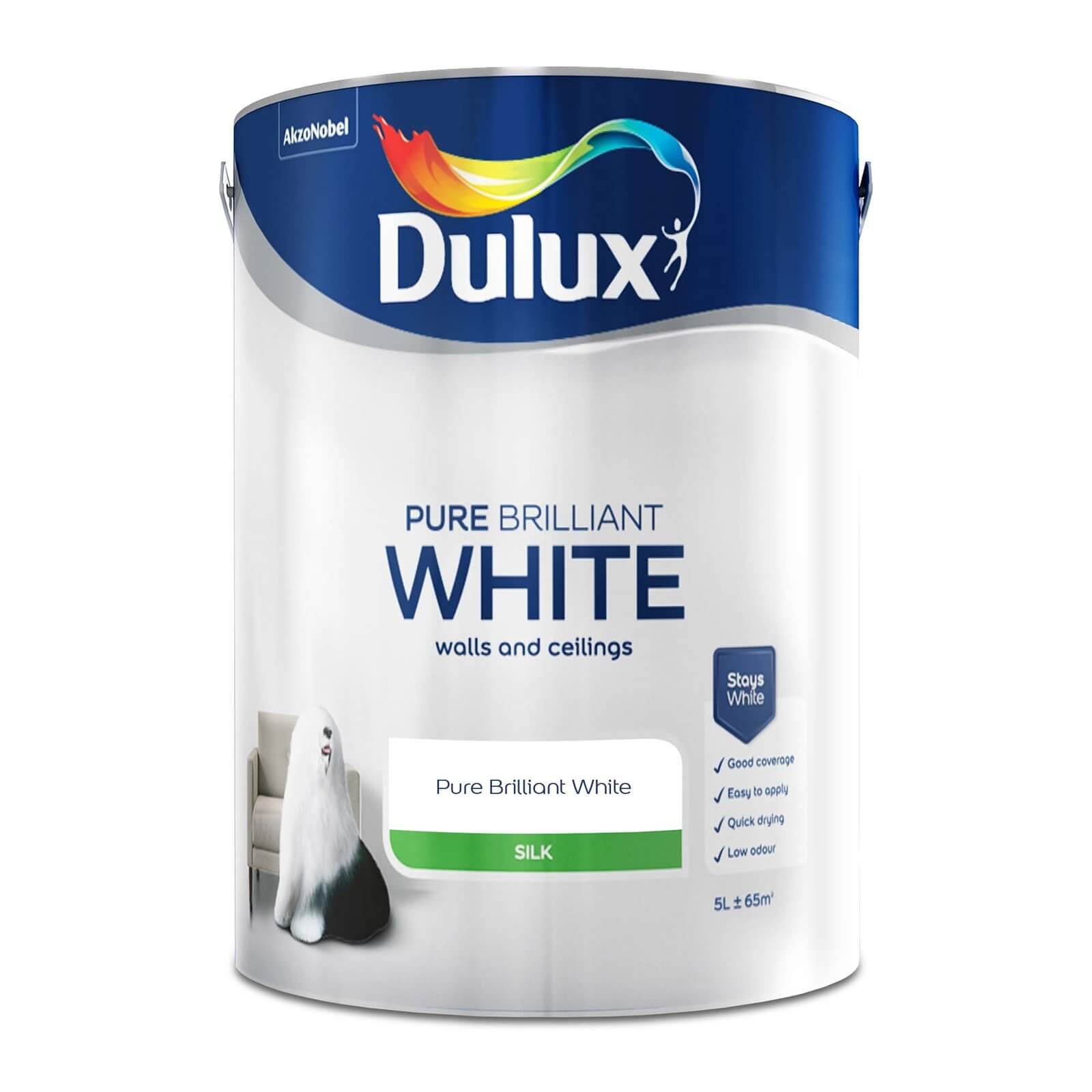 Dulux Silk Emulsion Paint Pure Brilliant White - 5L