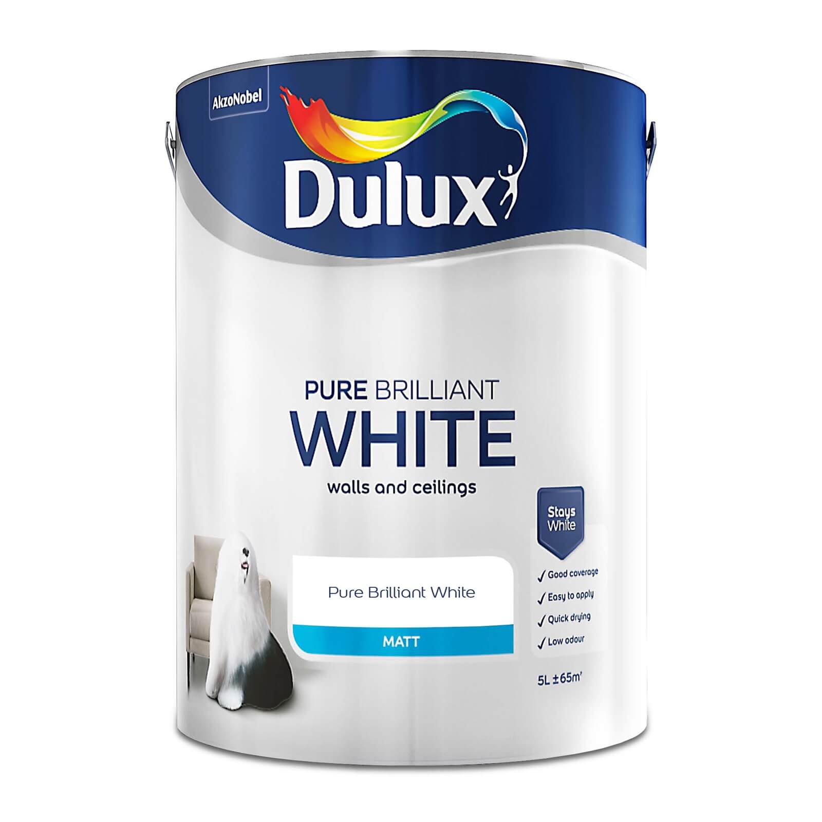 Dulux Matt Emulsion Paint Pure Brilliant White - 5L