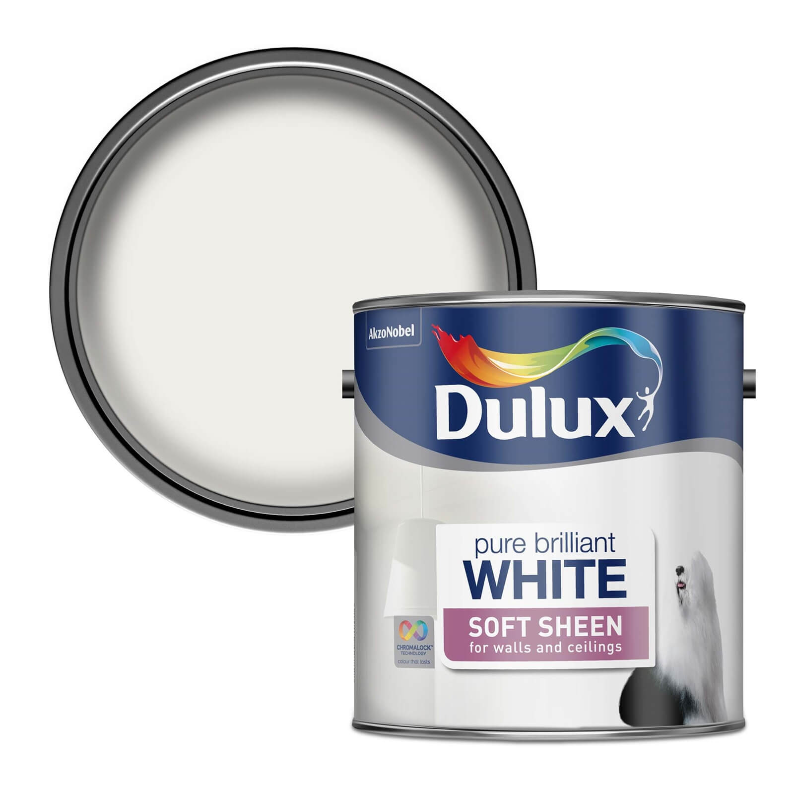 Dulux Soft Sheen Emulsion Paint Pure Brilliant White - 2.5L