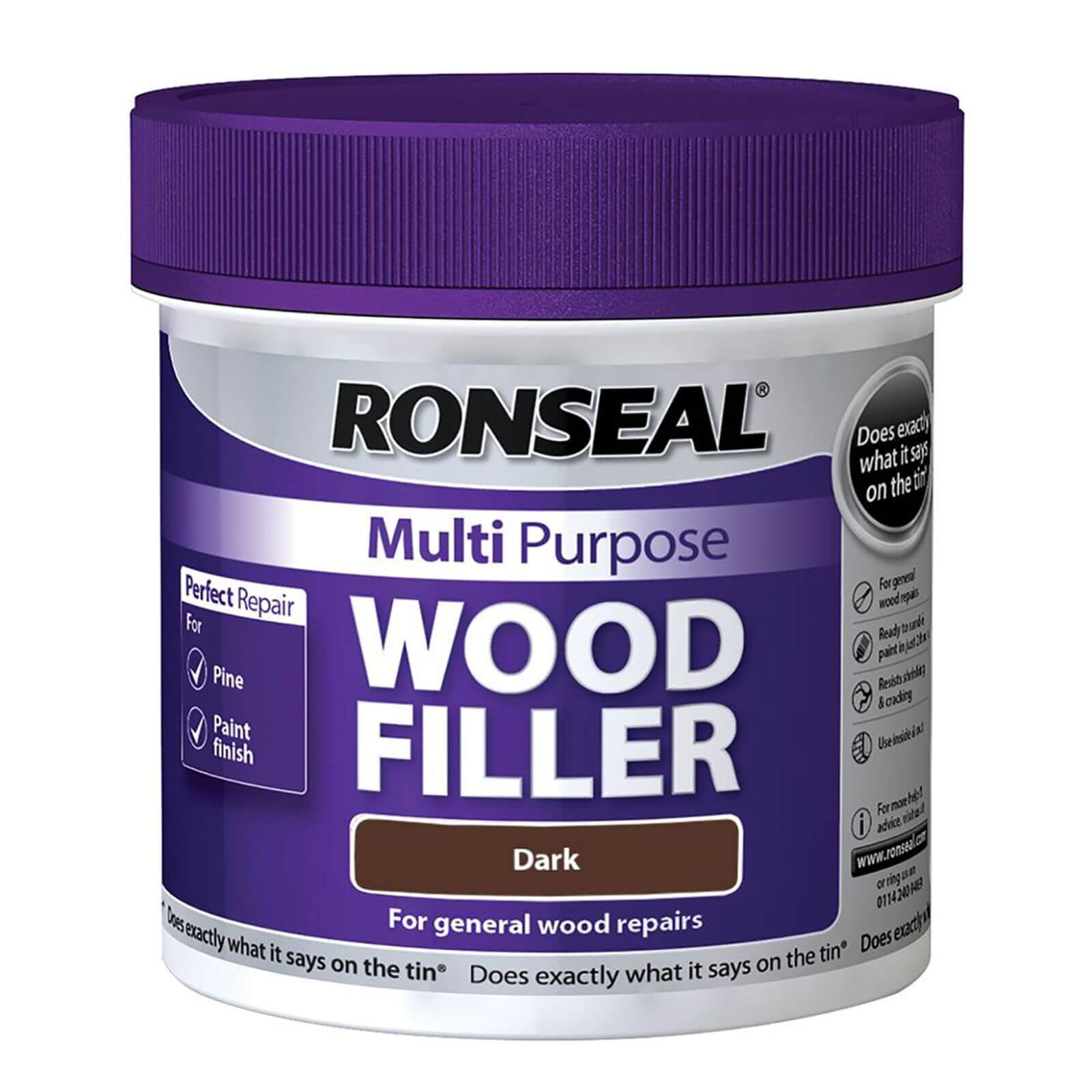 Ronseal Multipurpose Wood Filler Tub - Dark - 465g