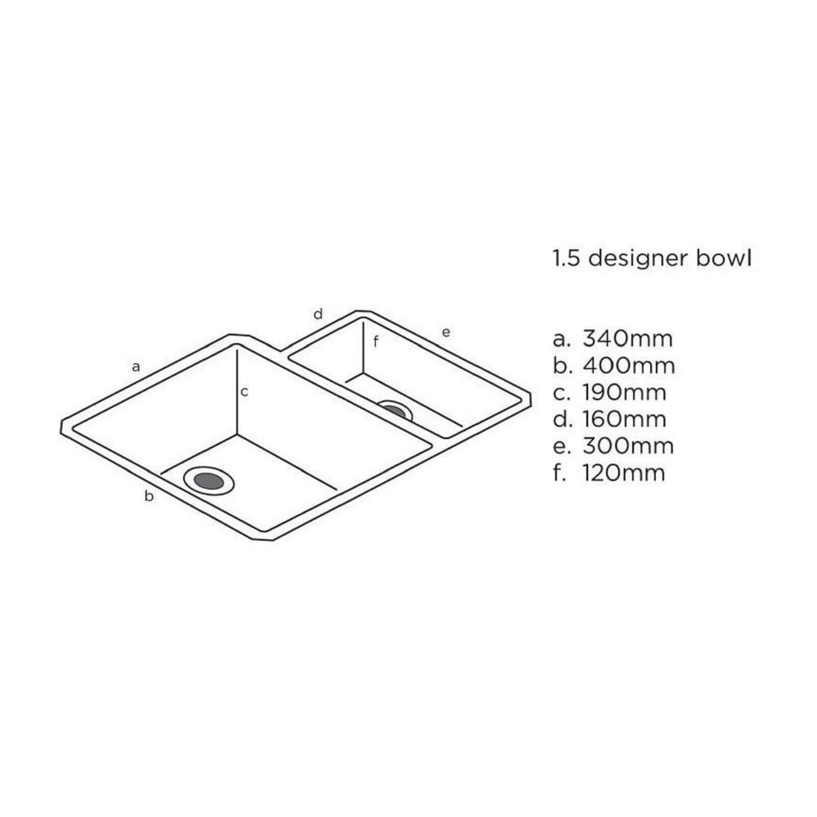 Maia Fossil Kitchen Sink Worktop - 1.5 Designer Right Hand Bowl - 3600 x 650 x 28mm