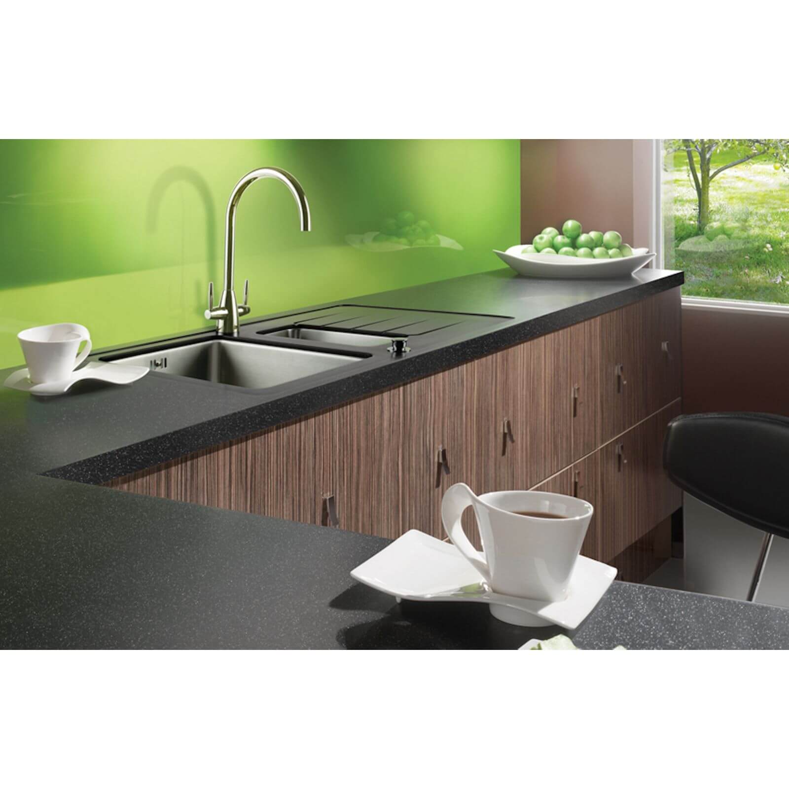 Maia Galaxy Kitchen Sink Worktop - Universal 1.5 Duo Bowl - 1800 x 600 x 42mm