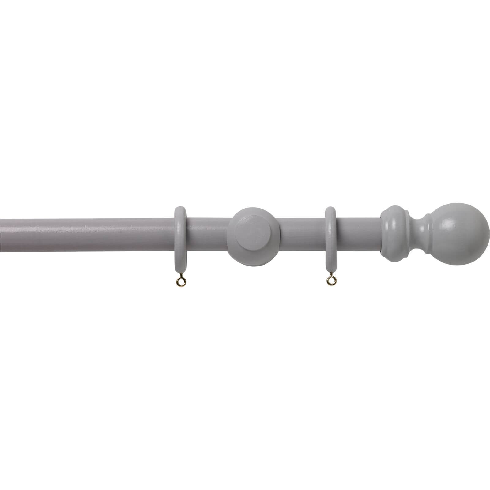 Grey Wood 28mm Curtain Pole with Ball Finials - 2.4m