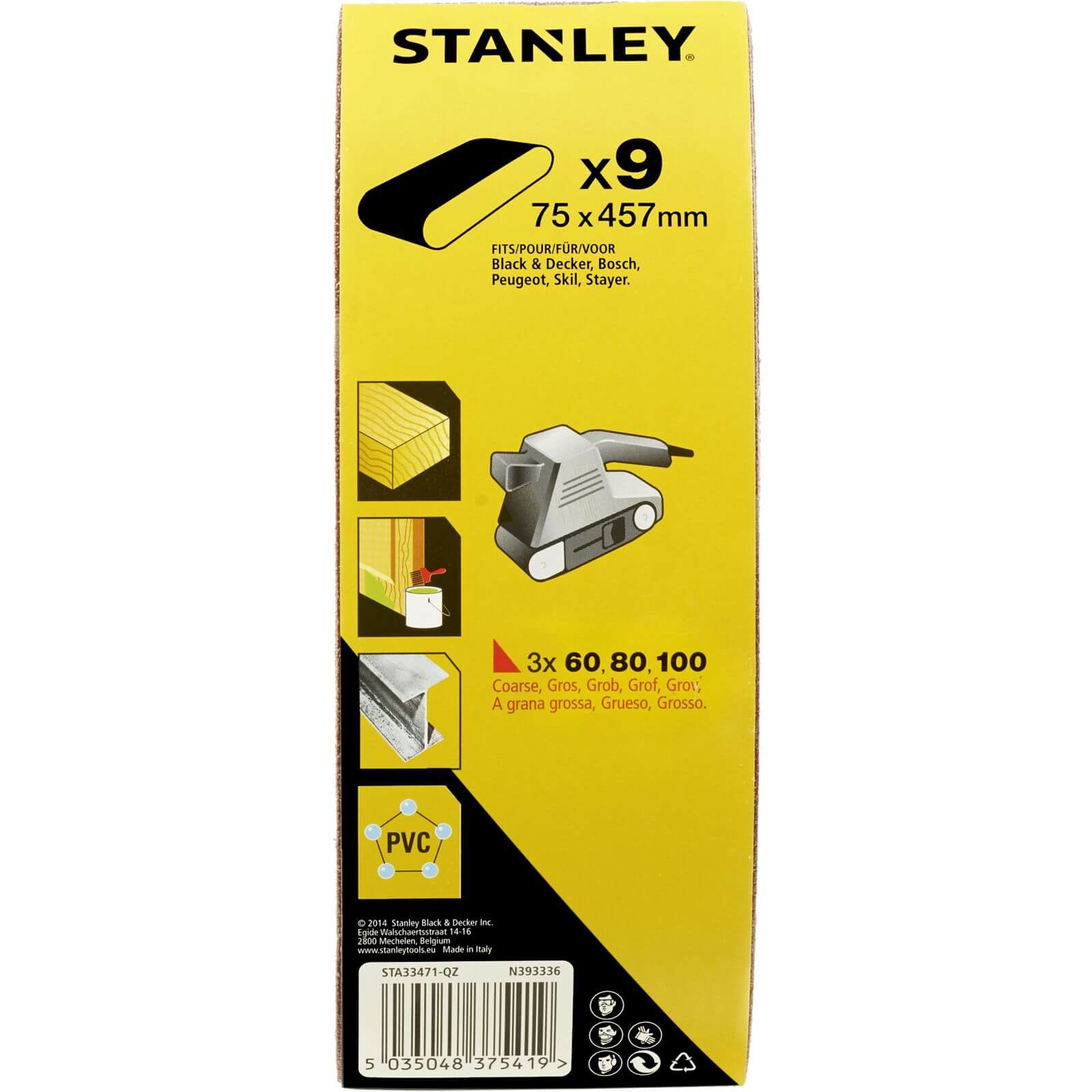Stanley Belt Sander Belt Pack 75x457 Mix - STA33471-QZ