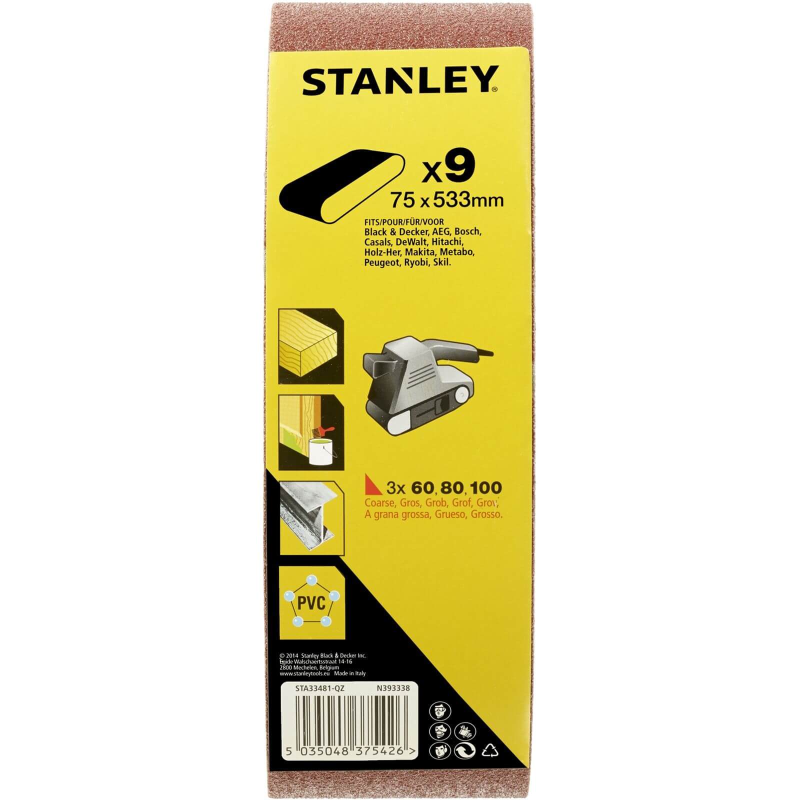 Stanley Belt Sander Belt Pack 75x533 Mix - STA33481-QZ