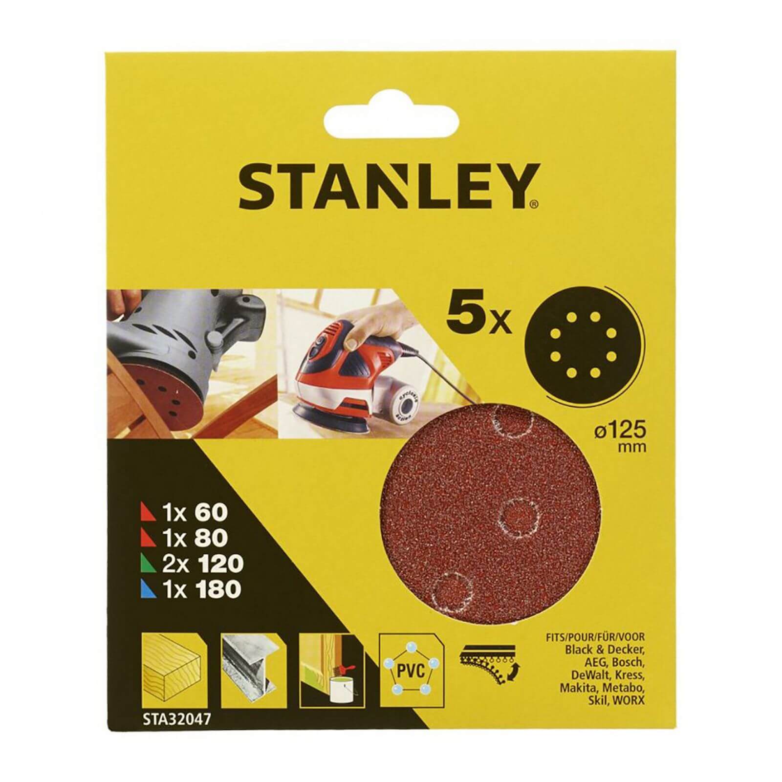 Stanley 125mm ROS Sheets Mixed - STA32047-XJ