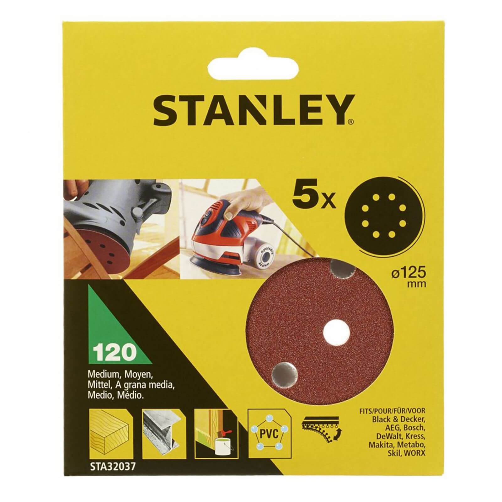 Stanley 125mm ROS Sheets 120G - STA32037-XJ