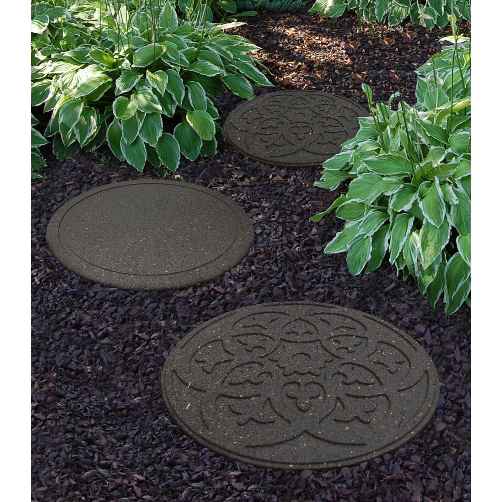 Reversible Rubber Stepping Stone Scroll Grey - 1 Piece