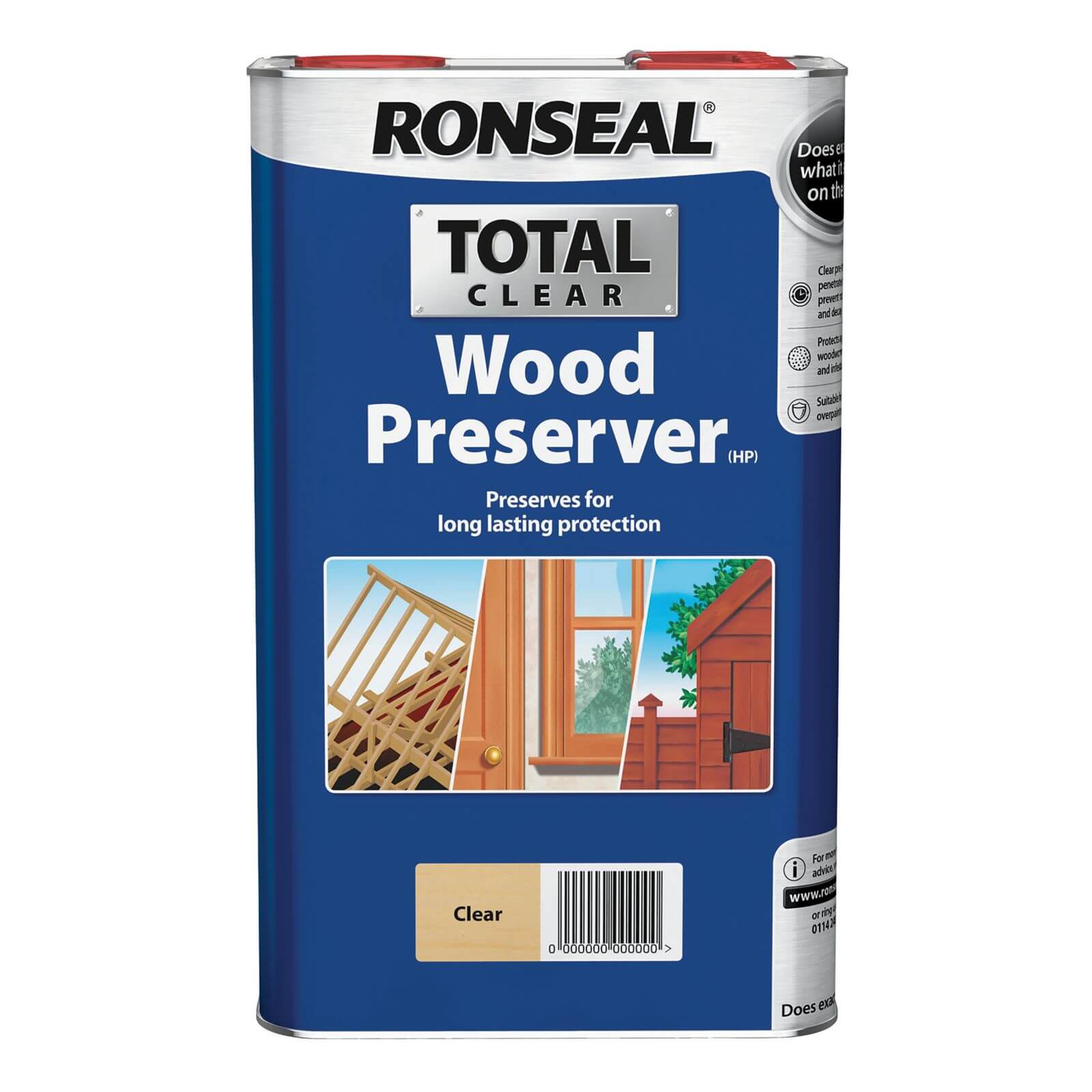 Ronseal Total Wood Preserver Clear - 5L