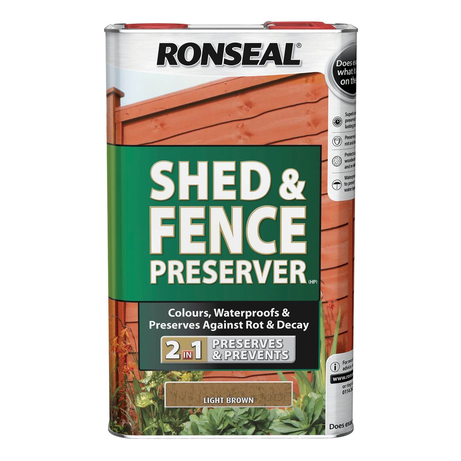 Ronseal Shed & Fence Preserver Light Brown - 5L
