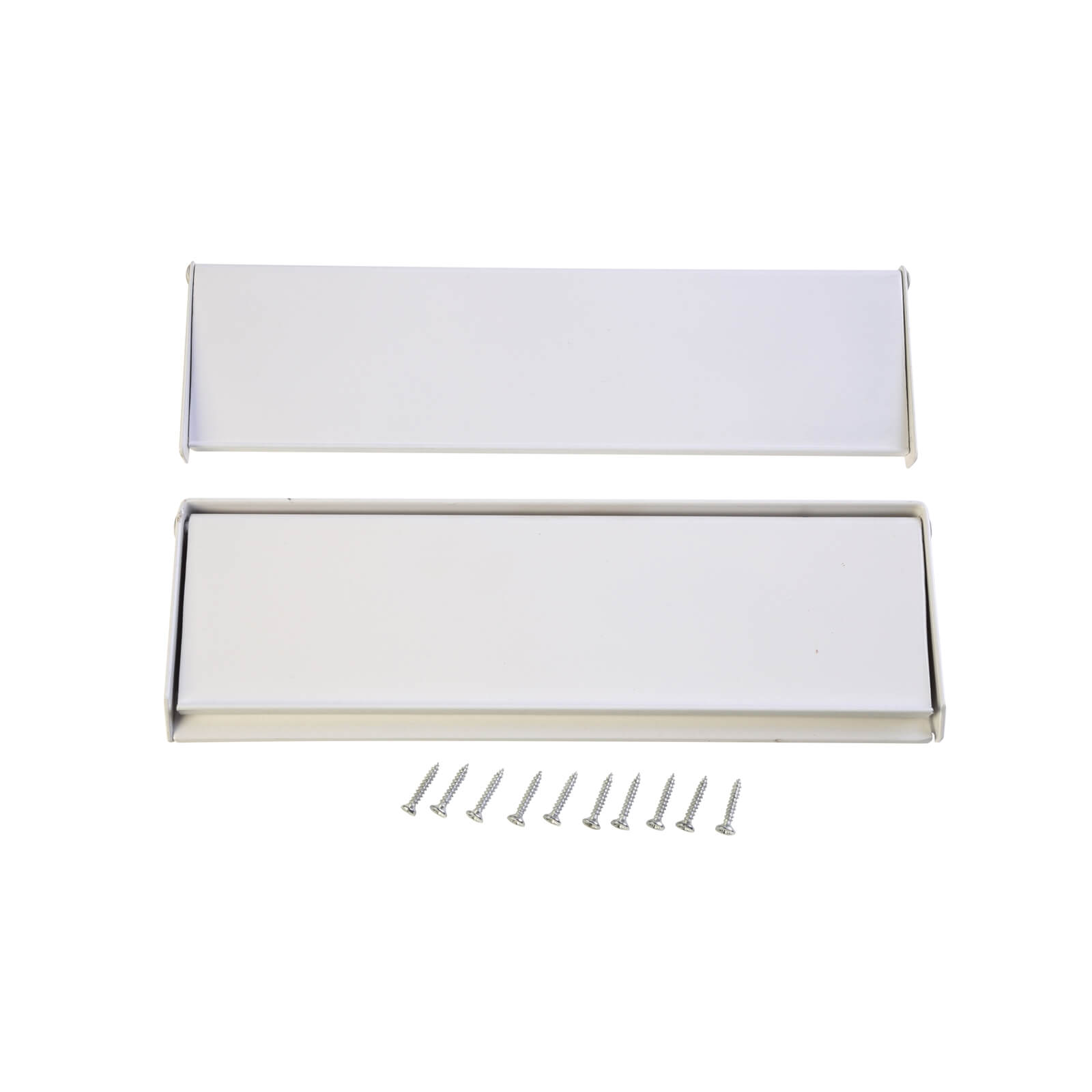 White Aluminium Letterplate & Letter Tidy - 250mm
