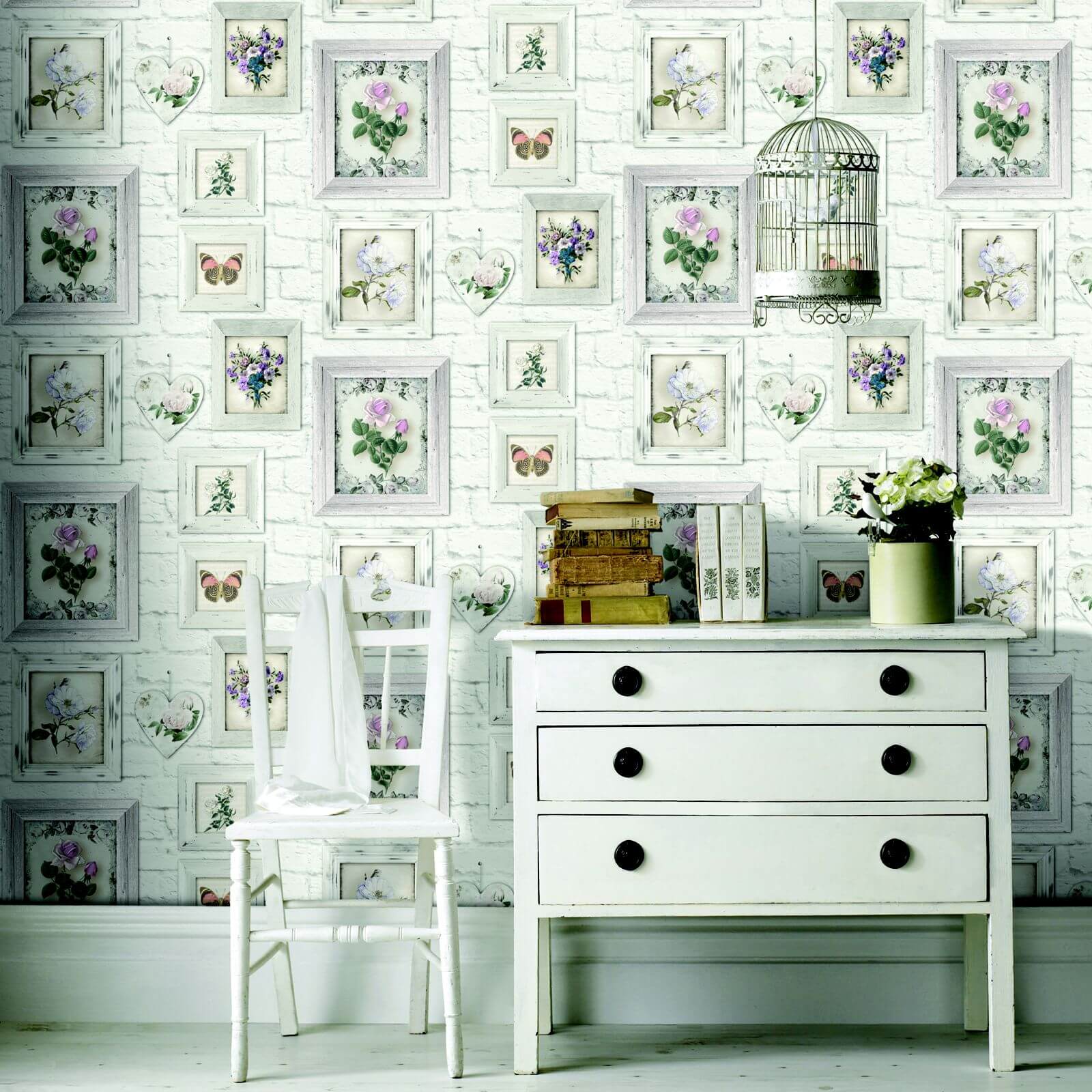 Fresco Floral Frames Wallpaper