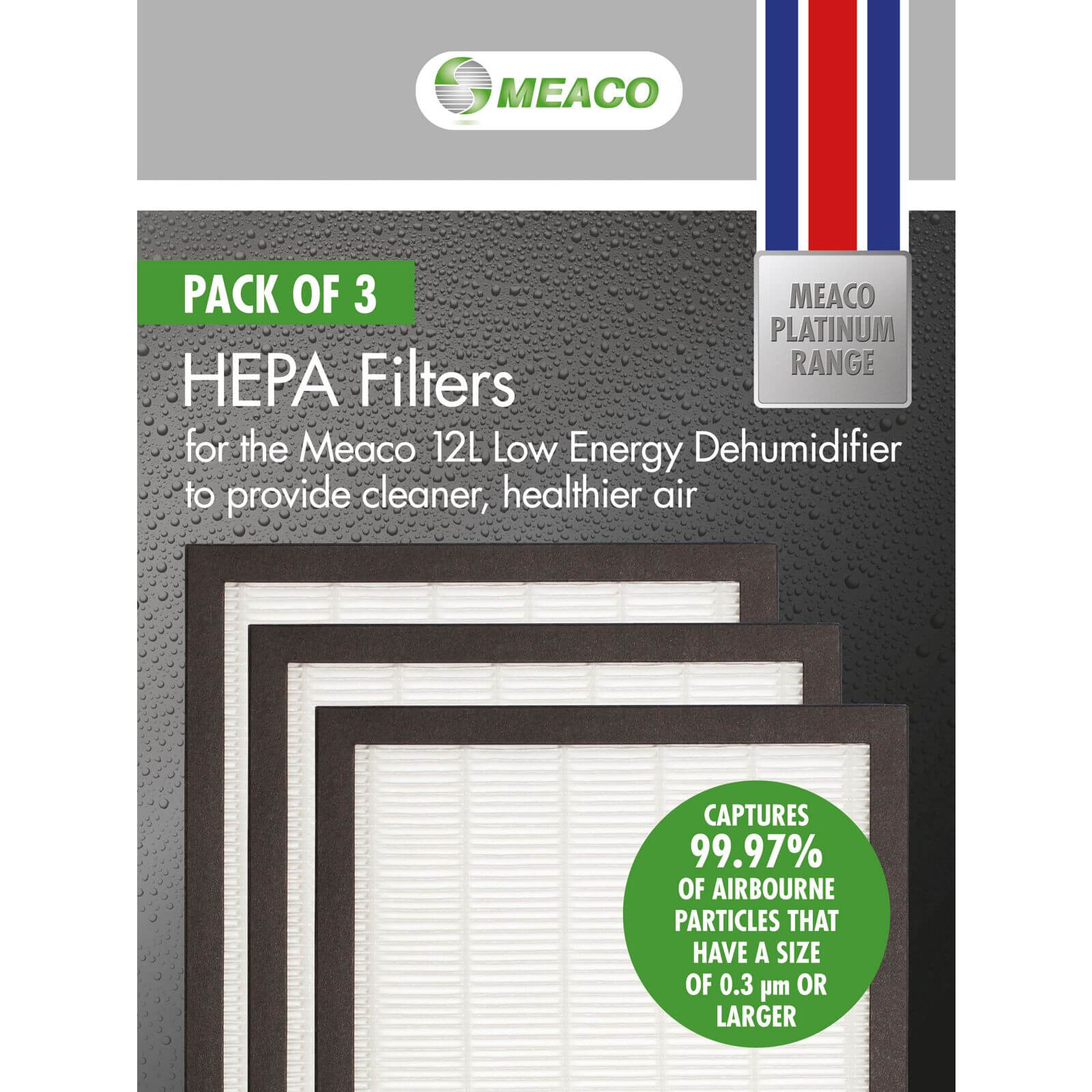 Meaco Low Energy Platinum Dehumidifier 12 Litre Replacement HEPA Filters - 3 Pack
