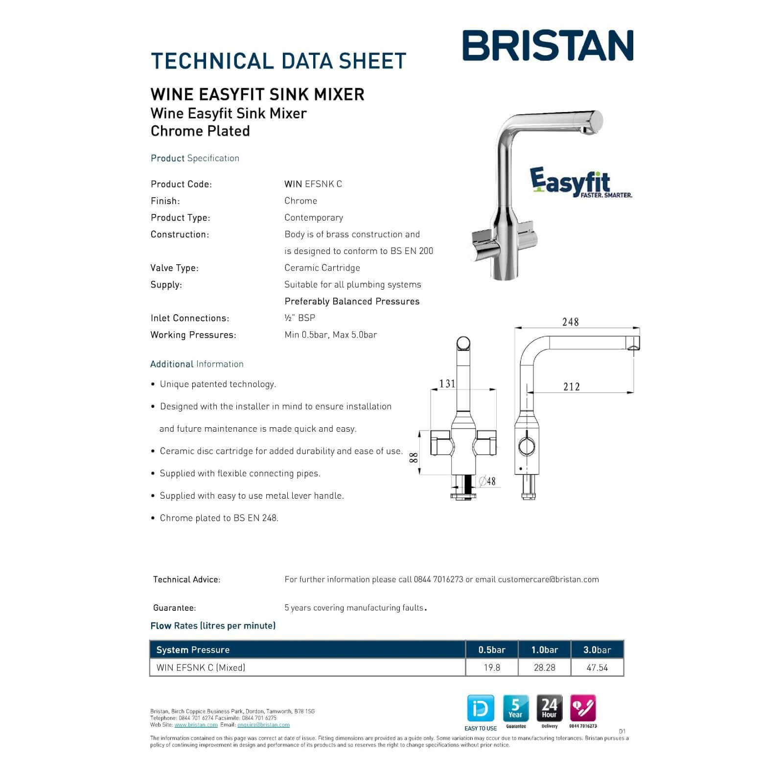 Bristan Wine Easyfit Kitchen Tap Homebase