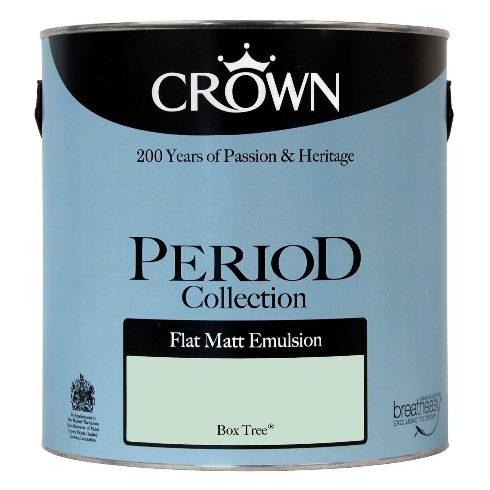 Crown Period Colours Breatheasy Box Tree - Flat Matt Emulsion Paint - 2.5L