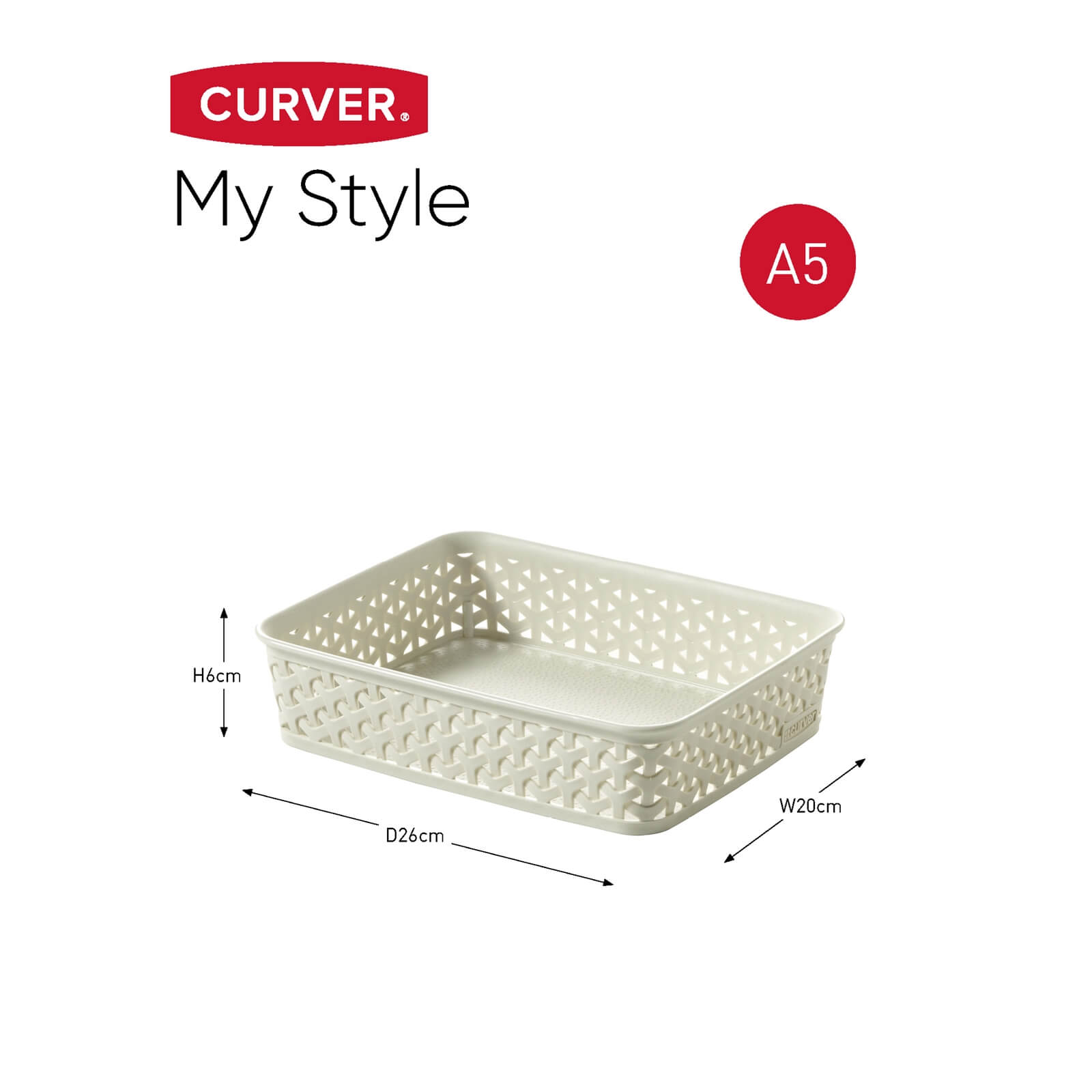 Curver My Style A5 Rectangular Plastic Storage Organiser - Vintage White