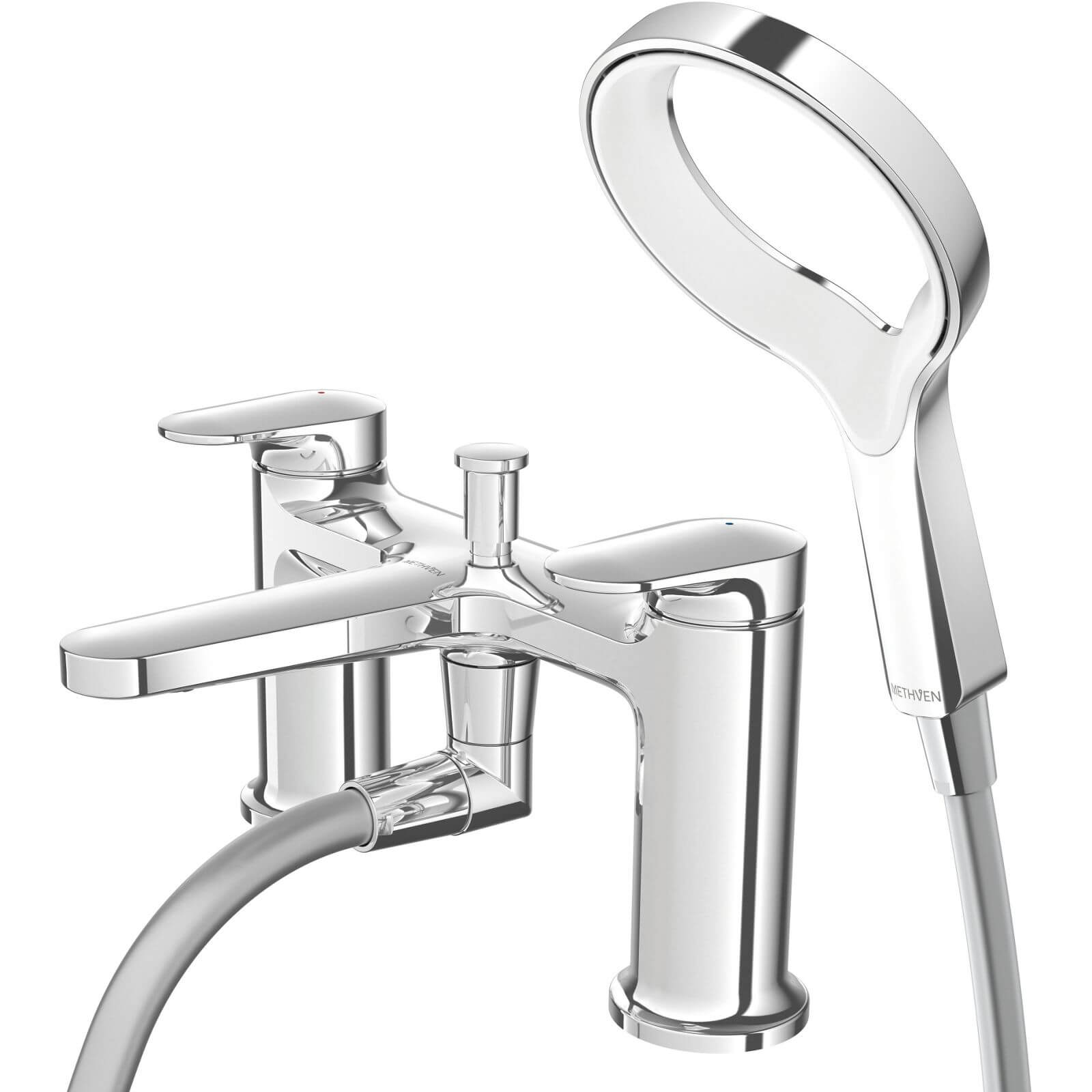 Methven Aio Aurajet Bath Shower Mixer Tap - Chrome & White