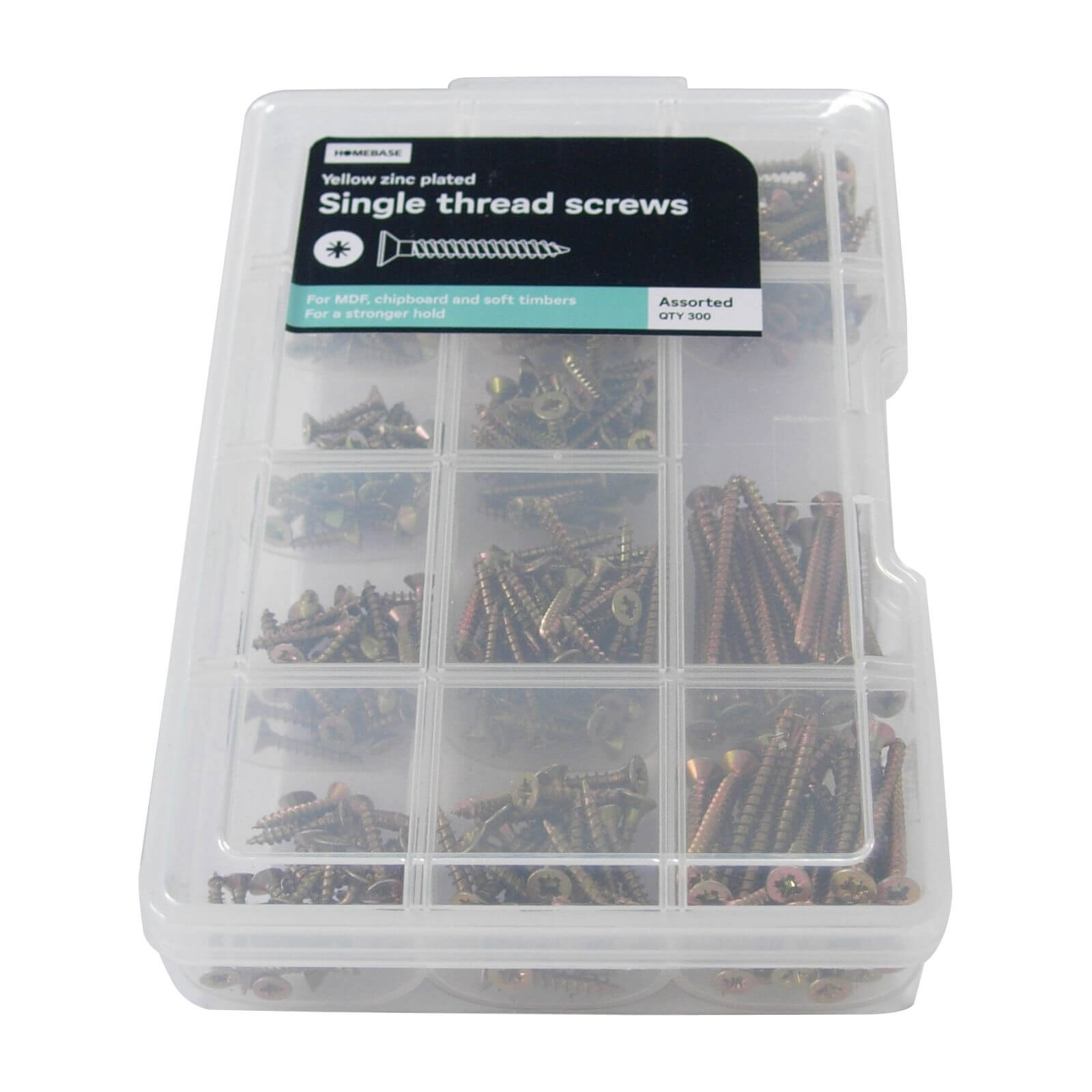 Single Thread Screw Kit - Yellow Zinc Plated - Assorted - 300 Pack