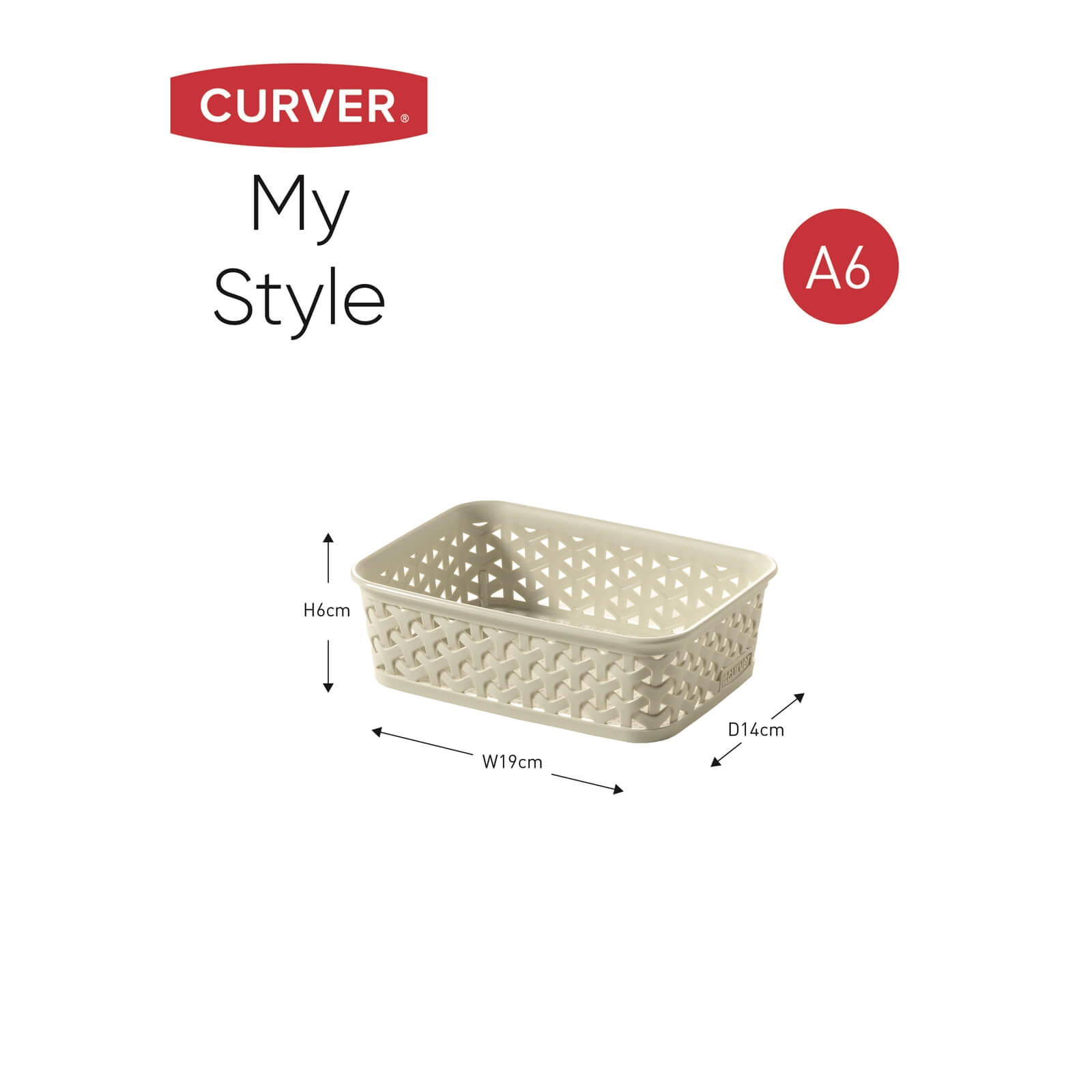 Curver My Style A6 Rectangular Plastic Storage Organiser - Vintage White