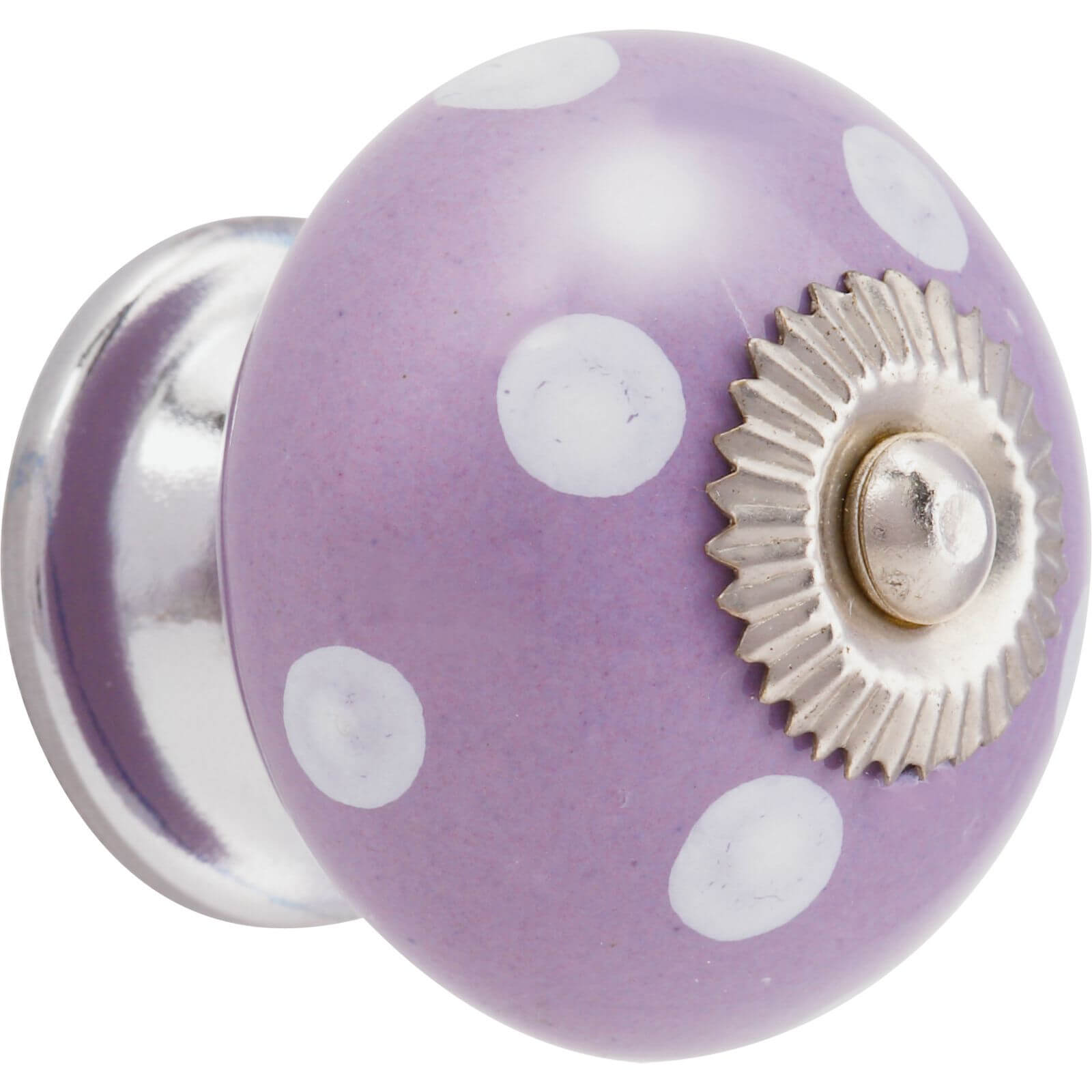 White Dots Ceramic Knob - Purple