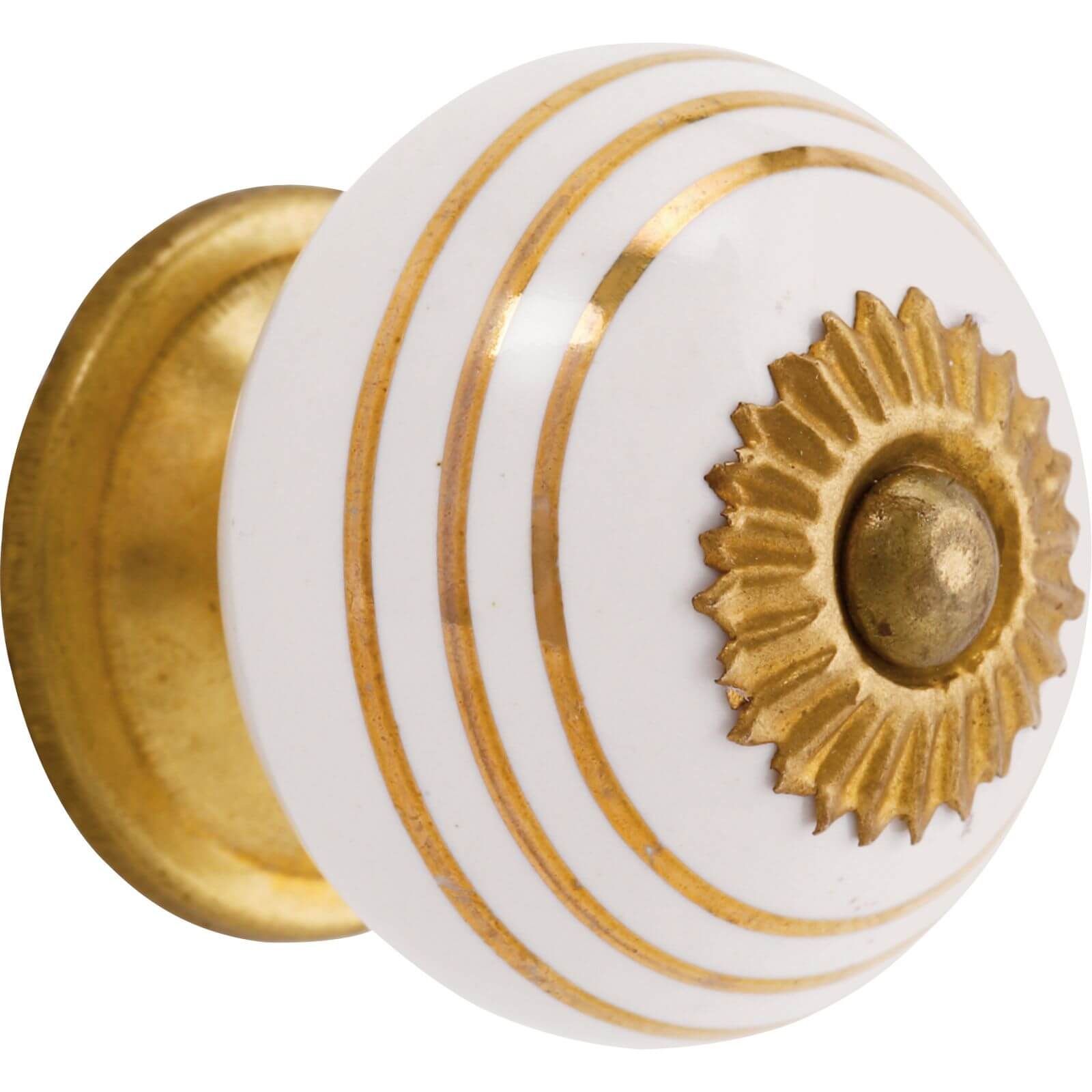 Swirl Ceramic Knob - Gold and White